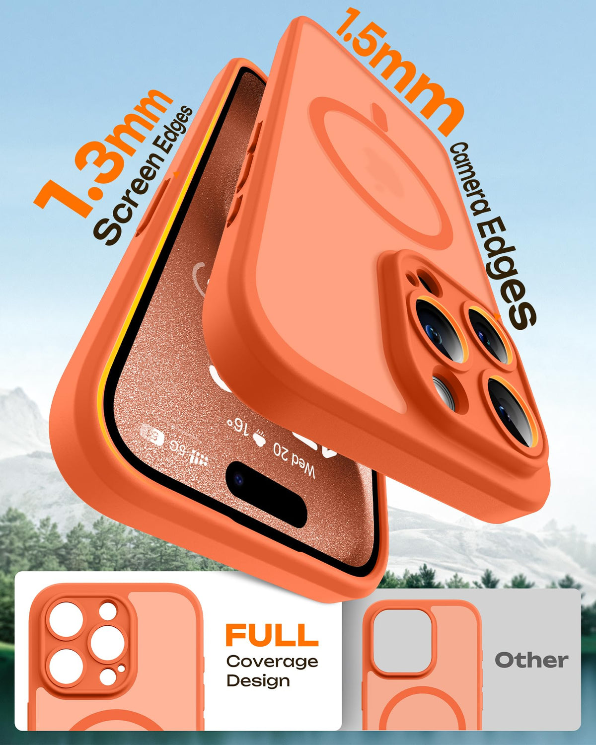 TOCOL for iPhone 15 Pro Max Case, Compatible with MagSafe, Orange