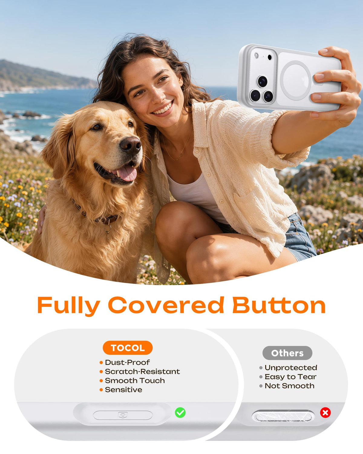 TOCOL for iPhone 18 Pro Max Case, Compatible with MagSafe, White