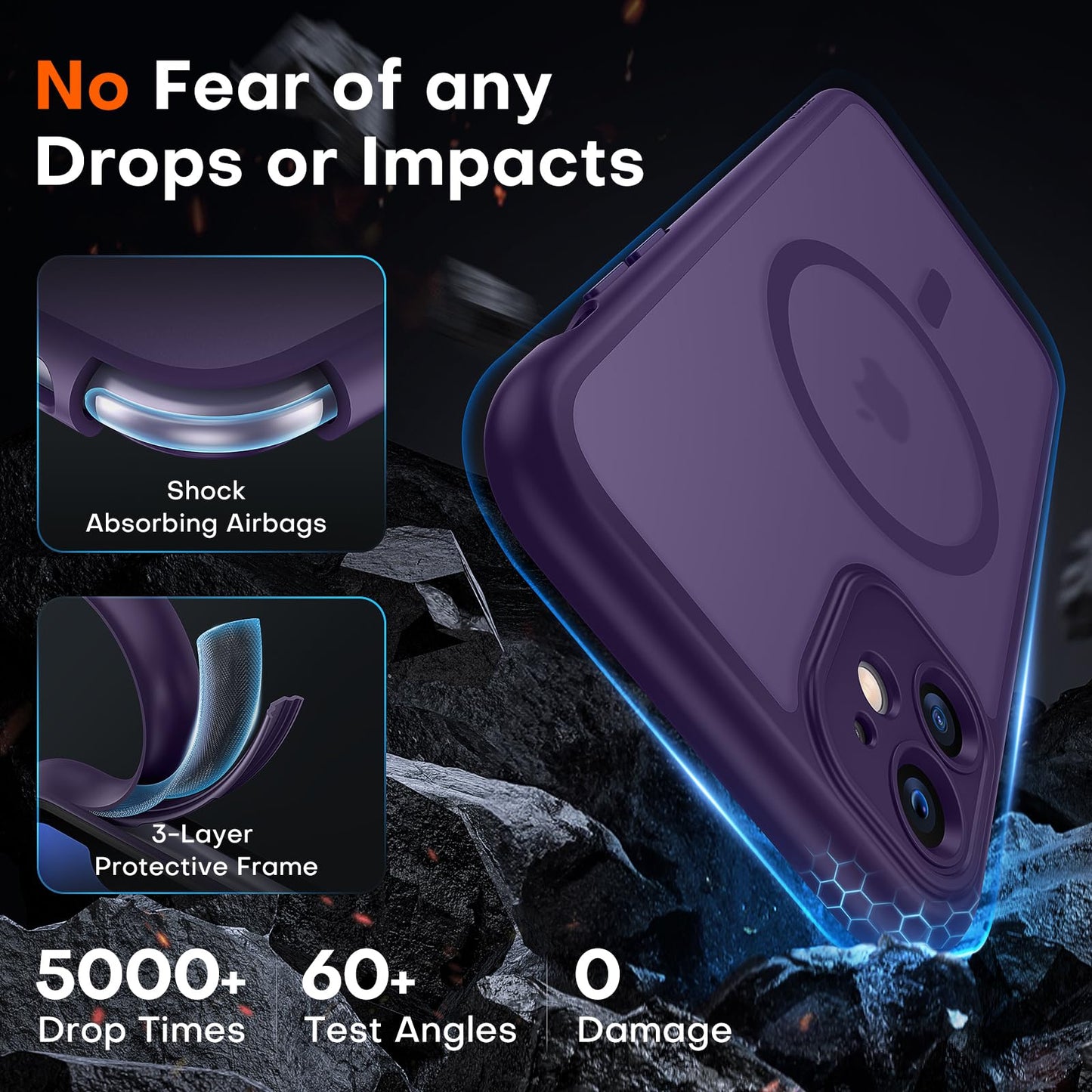 TOCOL for iPhone 11 Case, Compatible with MagSafe, Mdnight Purple