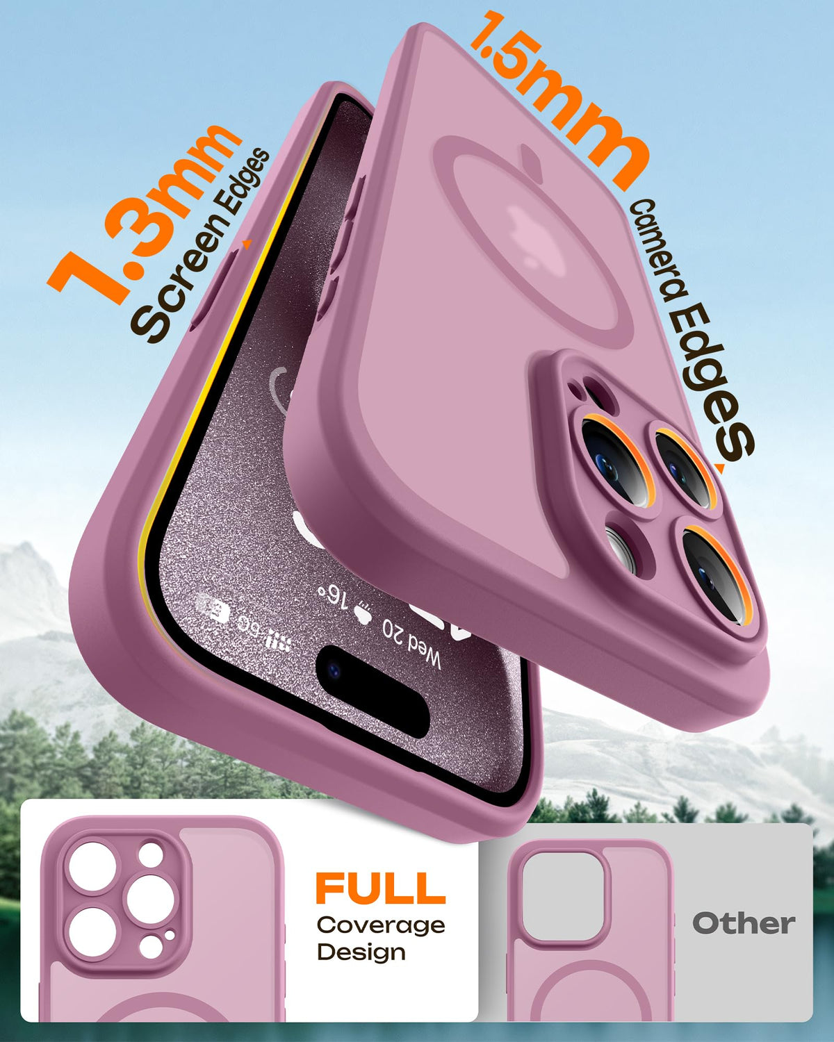 TOCOL for iPhone 15 Pro Max Case, Compatible with MagSafe, Lilac Purple
