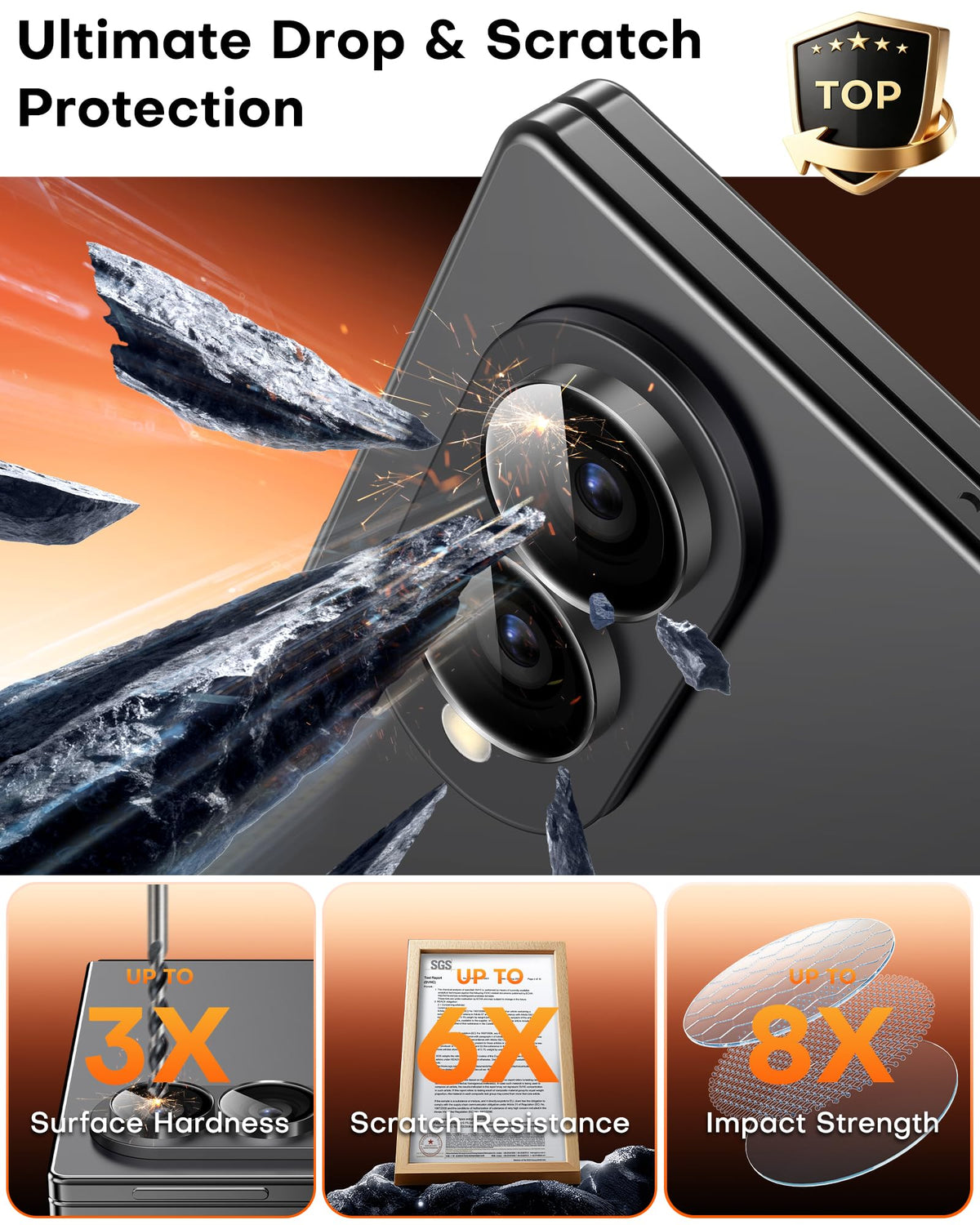 TOCOL 2 Pack for Samsung Galaxy Z Fold 8 Camera Lens Protector