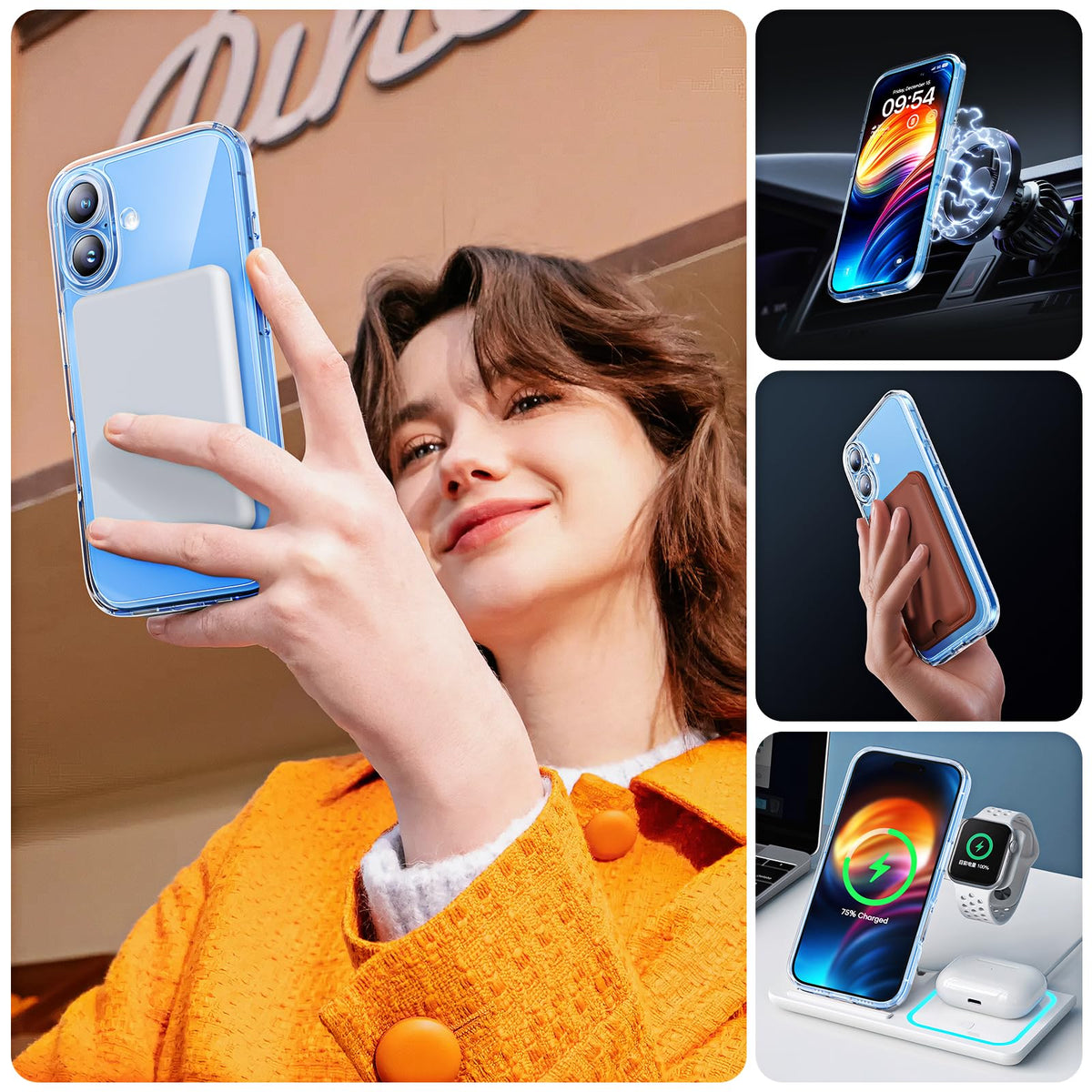 TOCOL Magnetic for iPhone 16 Case 6.1-Inch, Fit for MagSafe, Upgraded [Full Camera Protection] [Never Yellowing] [14FT Military Grade Drop Tested] Military Shockproof Slim Phone Cover (Clear)
