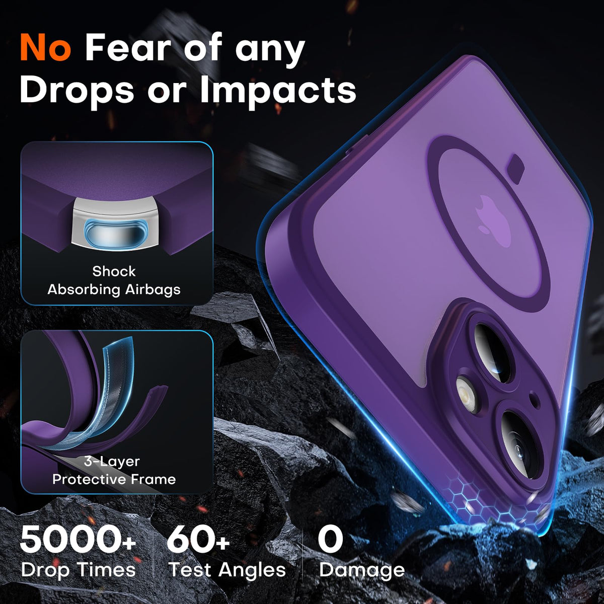 TOCOL for iPhone 13 Case, Compatible with MagSafe, Midnight Purple