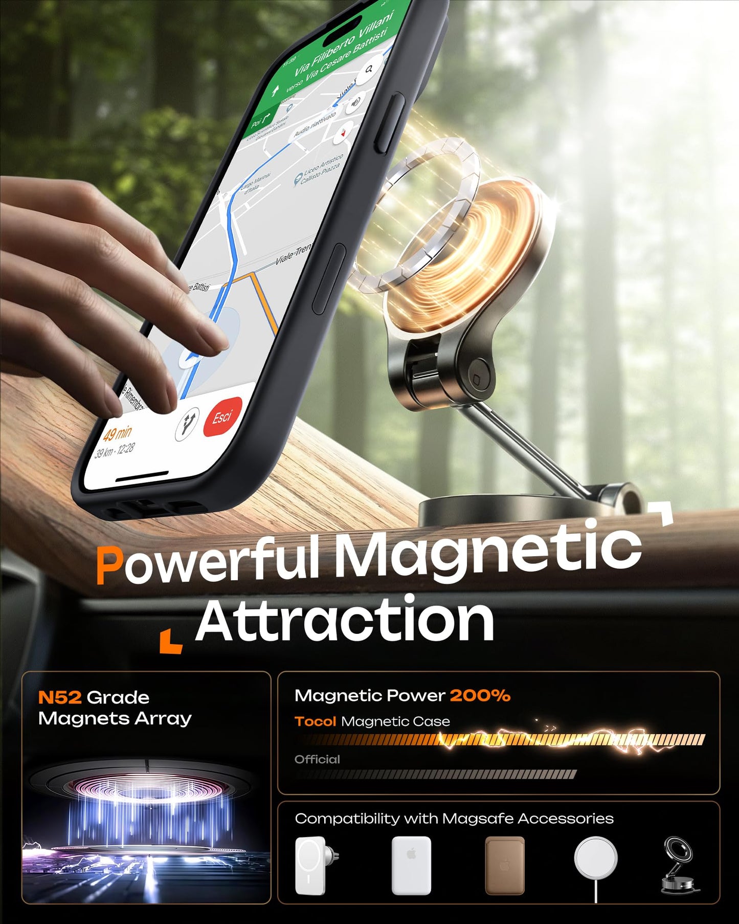 TOCOL for iPhone 17 Case with Camera Control Capture Button, Compatible with Magsafe Charger, Built-in Magnetic Ring, Translucent Matte Phone Case for iPhone 17 6.3 inch (Key Black)