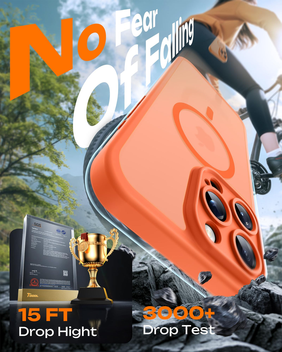 TOCOL for iPhone 16 Pro Case, Compatible with MagSafe, Orange