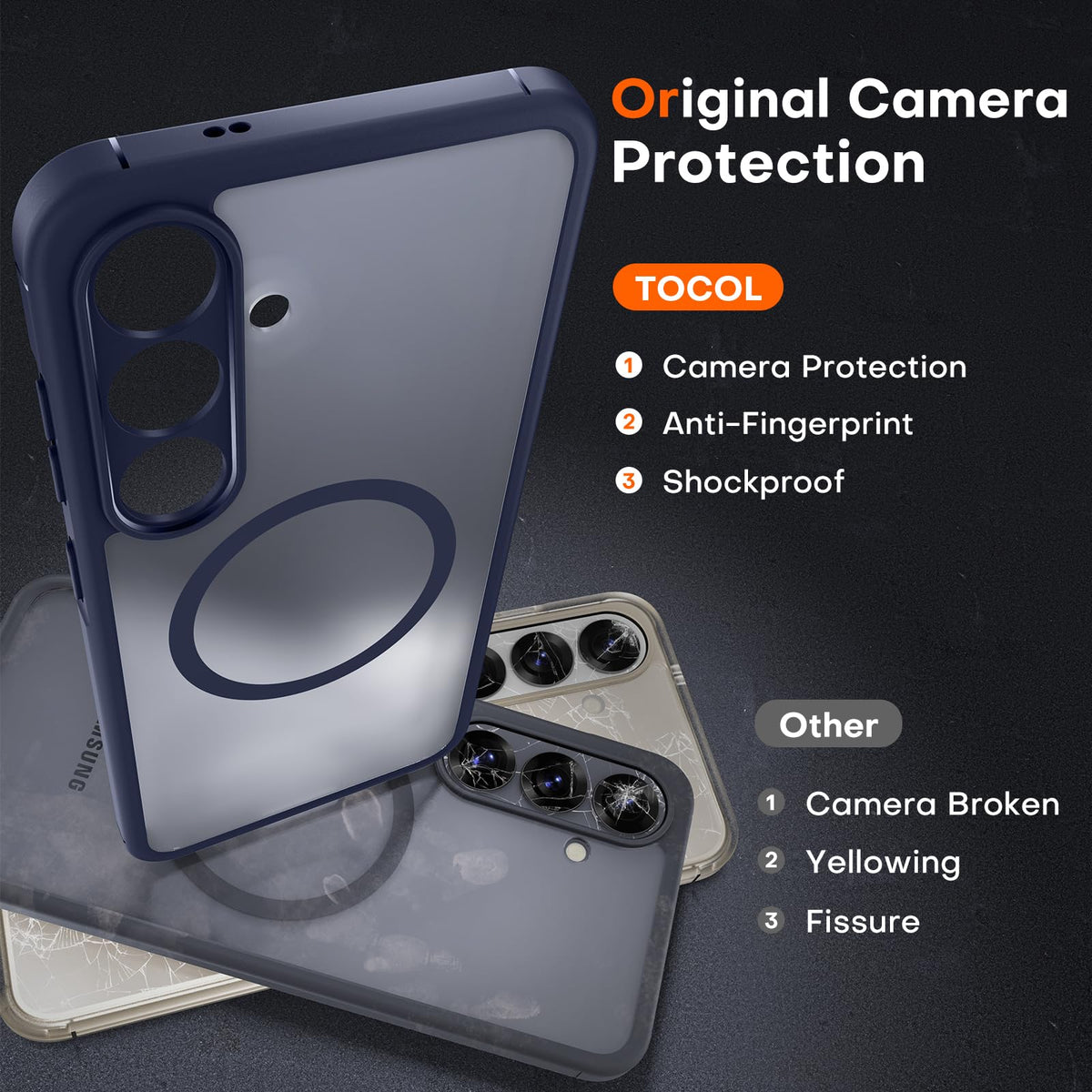 TOCOL for Samsung Galaxy S25 Case, Compatible with MagSafe, Blue
