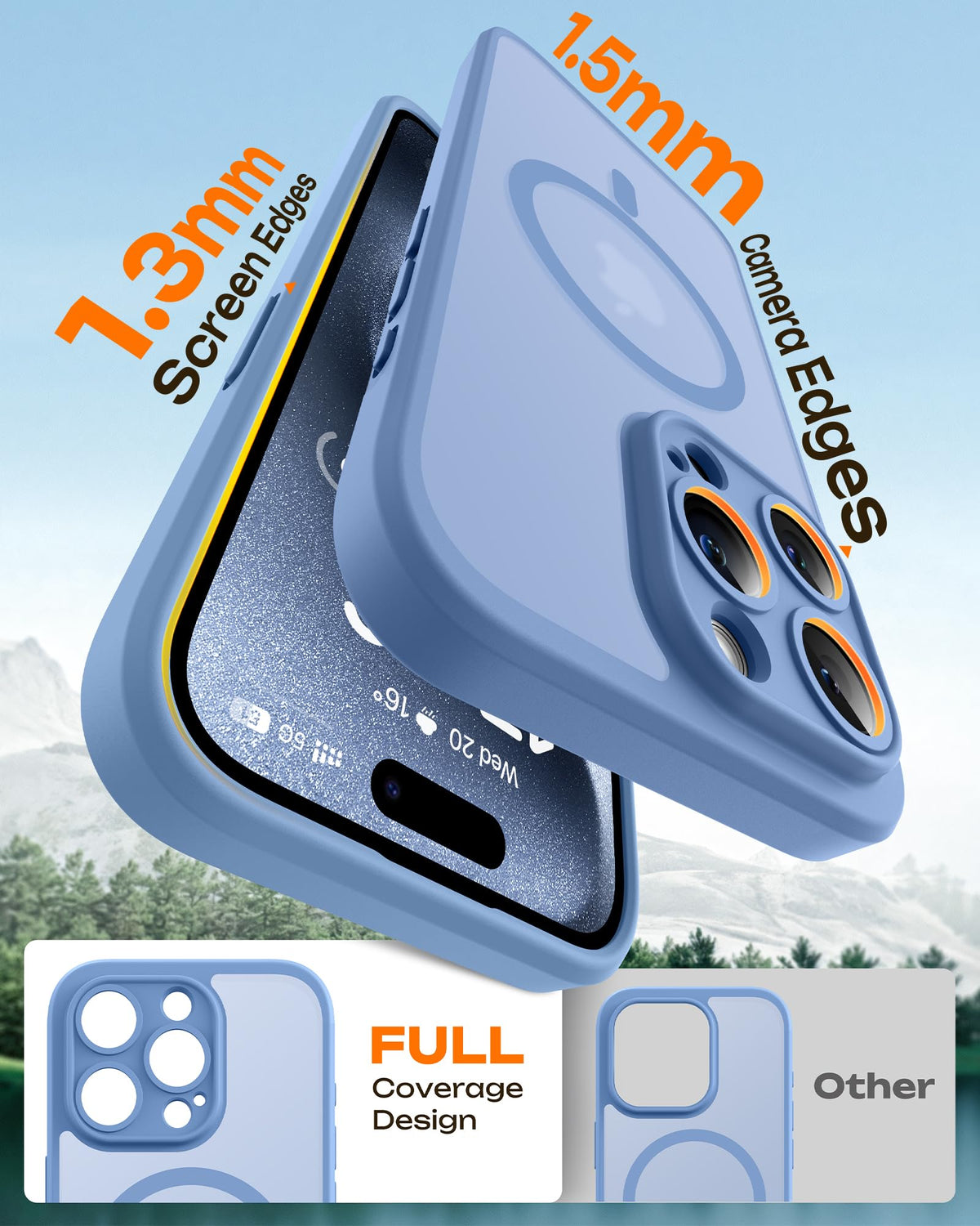 TOCOL for iPhone 15 Pro Case, Compatible with MagSafe, Light Blue
