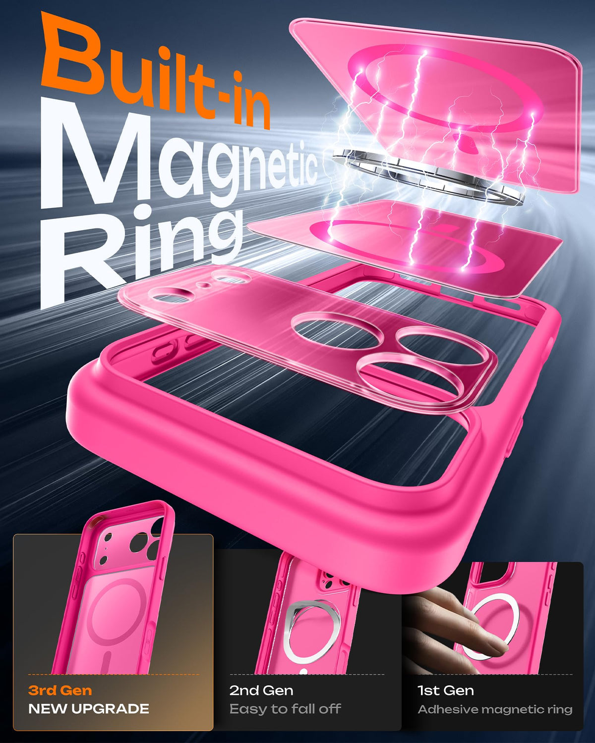 TOCOL for iPhone 18 Pro Case, Compatible with MagSafe, Hot Pink