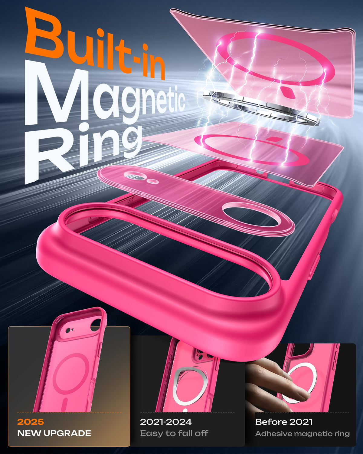 TOCOL for iPhone Air Case, Compatible with MagSafe, Hot Pink