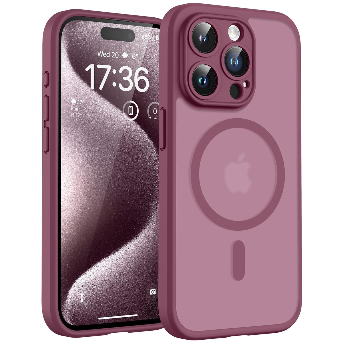 TOCOL for iPhone 15 Pro Case, Compatible with MagSafe, Plum