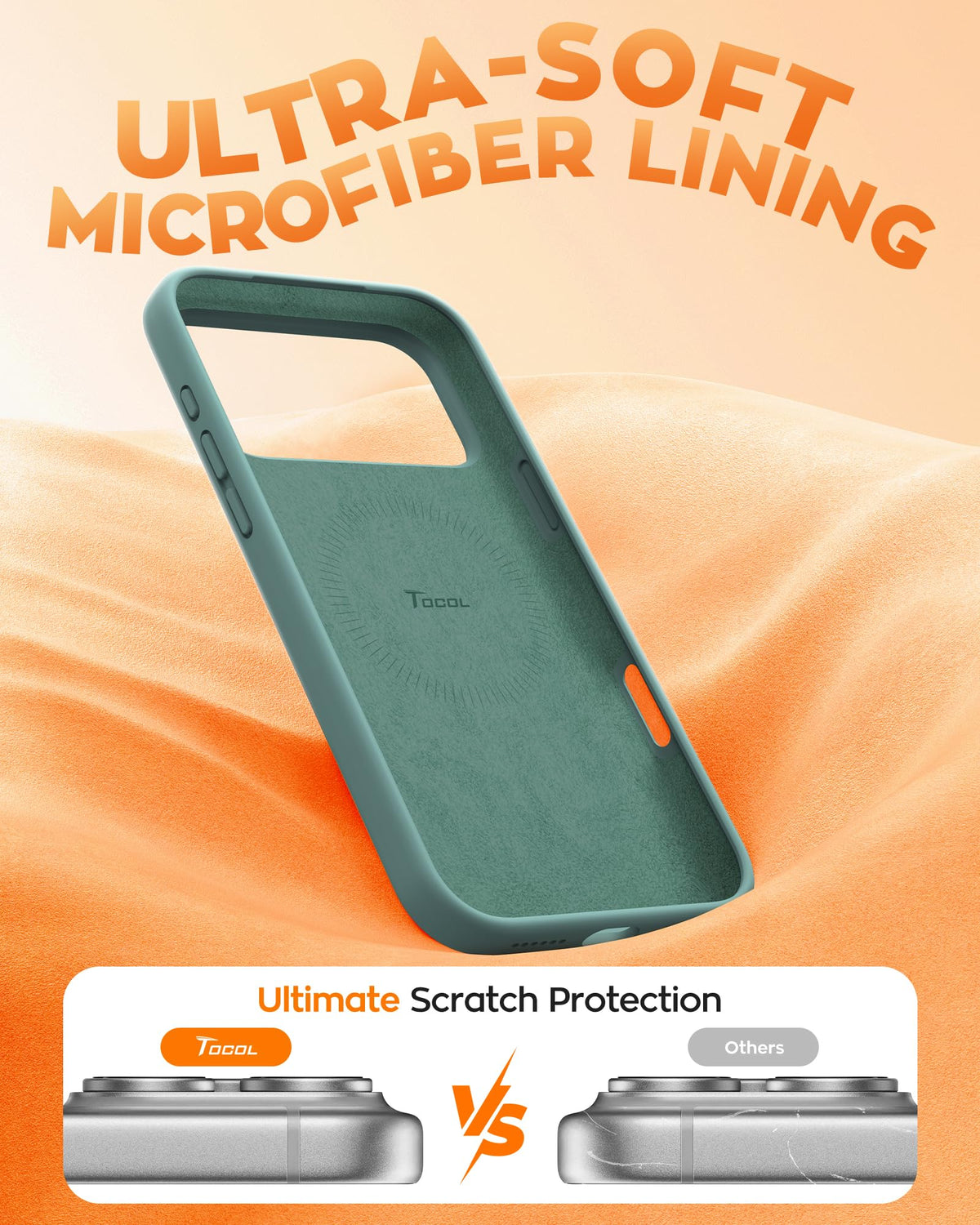 TOCOL Magnetic for iPhone 17 Pro Max Case Liquid Silicone, Midnight Green