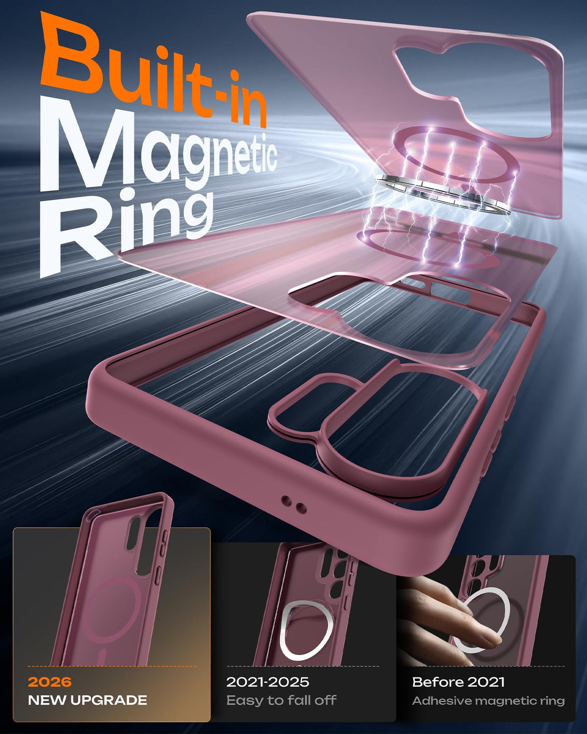 TOCOL for Samsung Galaxy S26 Ultra Case, Compatible with MagSafe, Plum