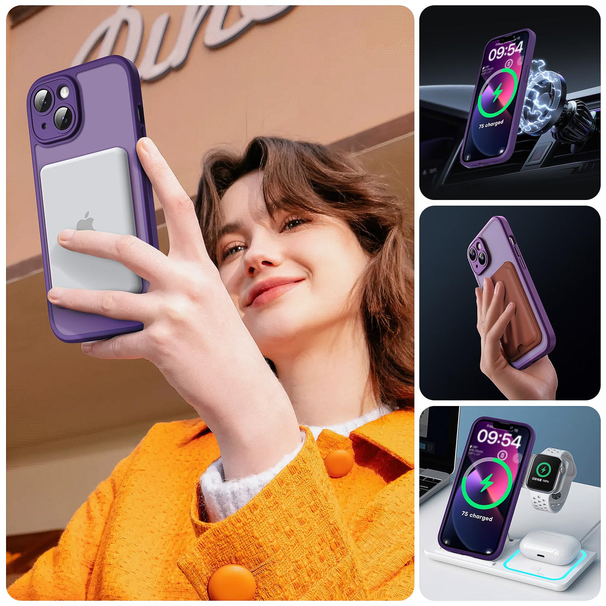 TOCOL for iPhone 13 Case, Compatible with MagSafe, Midnight Purple