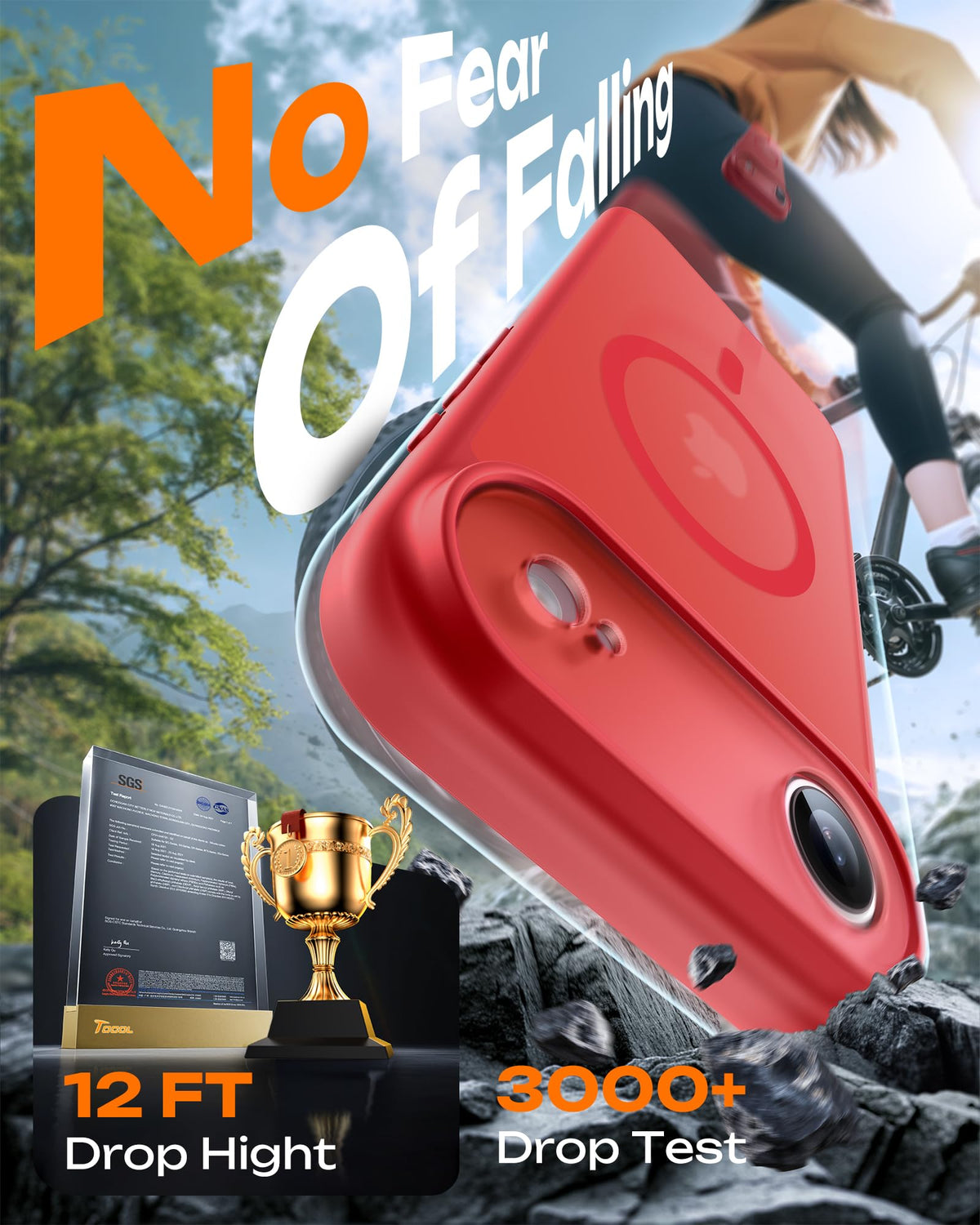 TOCOL for iPhone Air Case, Compatible with MagSafe, Red