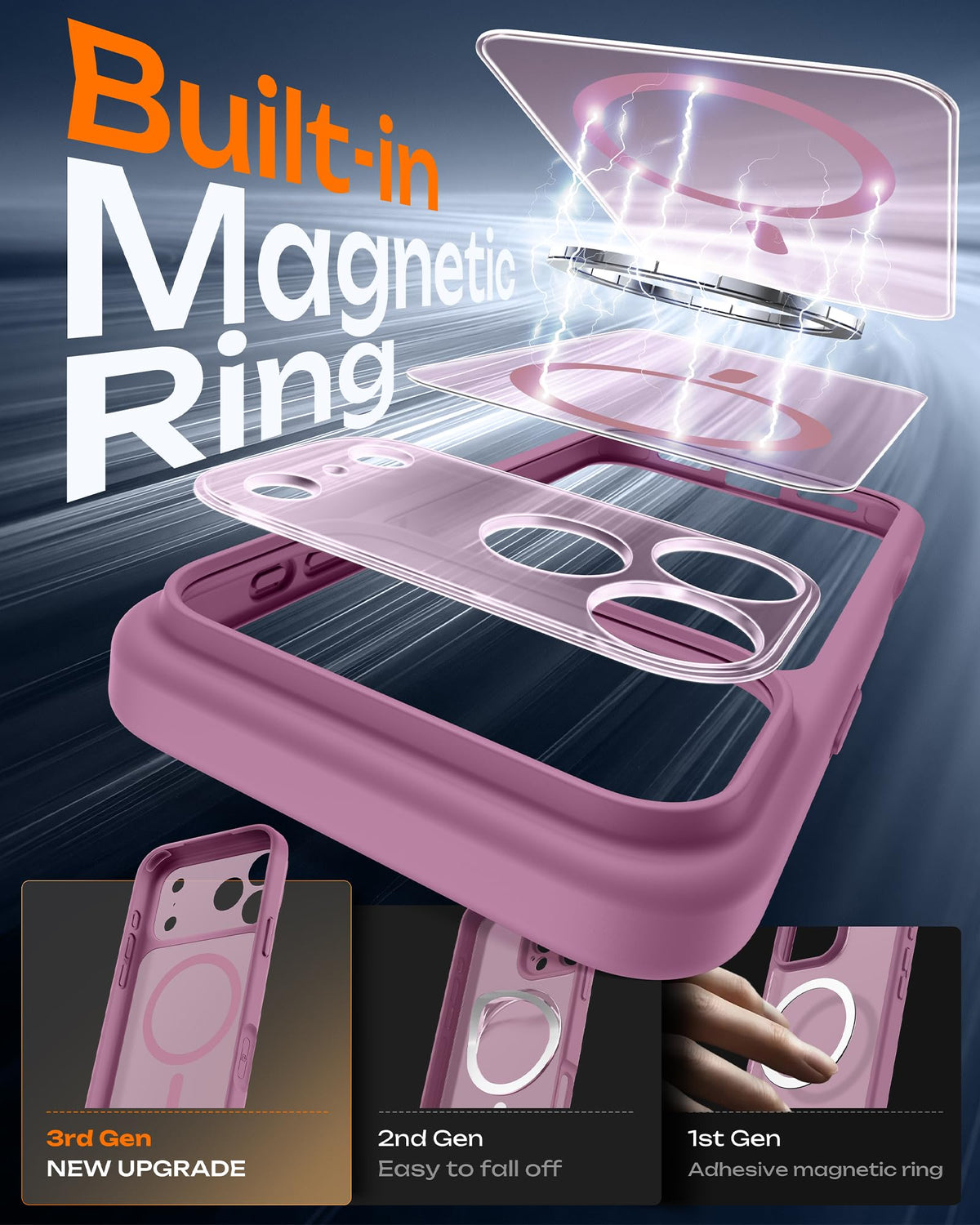 TOCOL for iPhone 18 Pro Case, Compatible with MagSafe, Lilac Purple