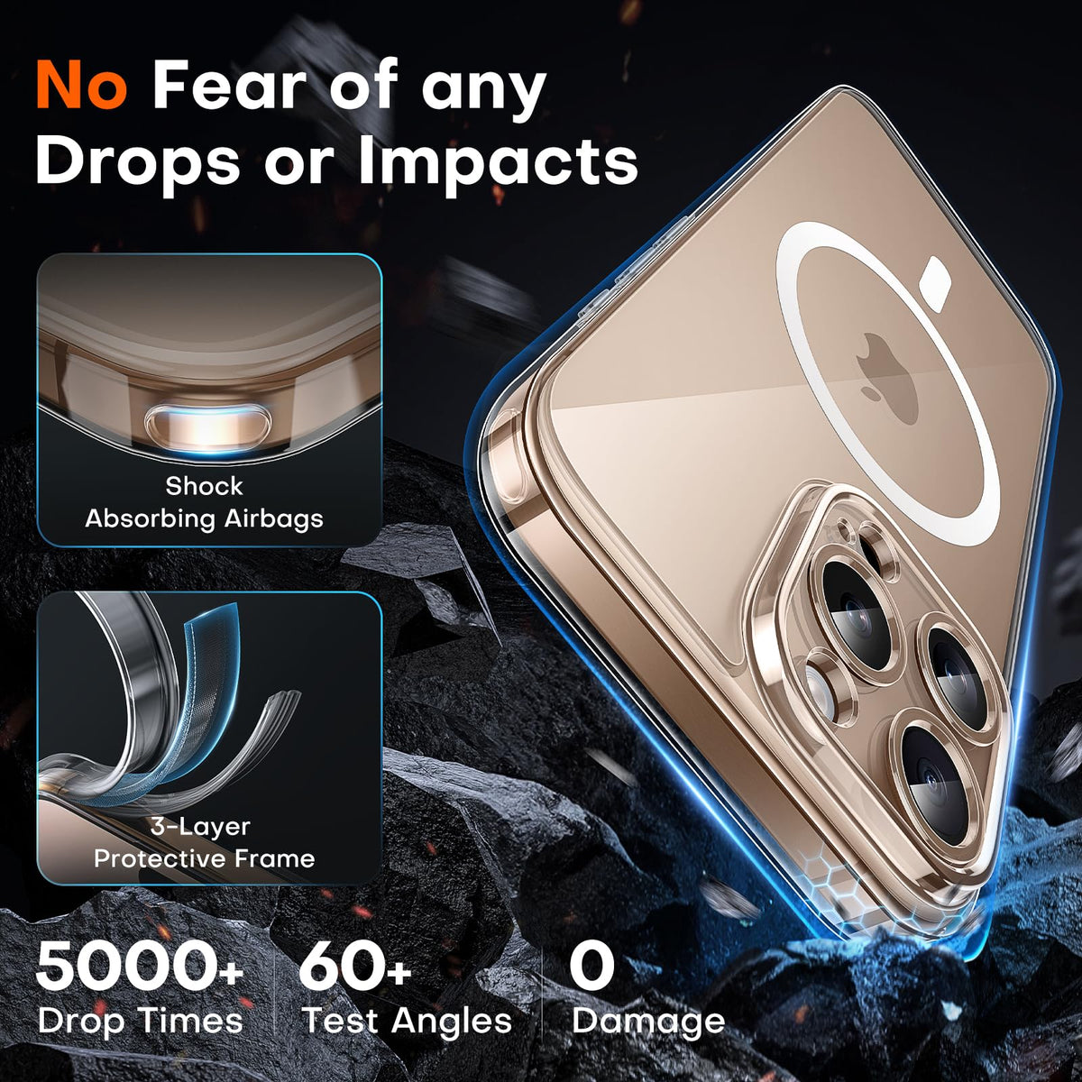 TOCOL Magnetic for iPhone 16 Pro Max Case 6.9-Inch, Fit for MagSafe, Upgraded [Full Camera Protection] [Never Yellowing] [14FT Military Grade Drop Tested] Military Shockproof Slim Cover (Clear)