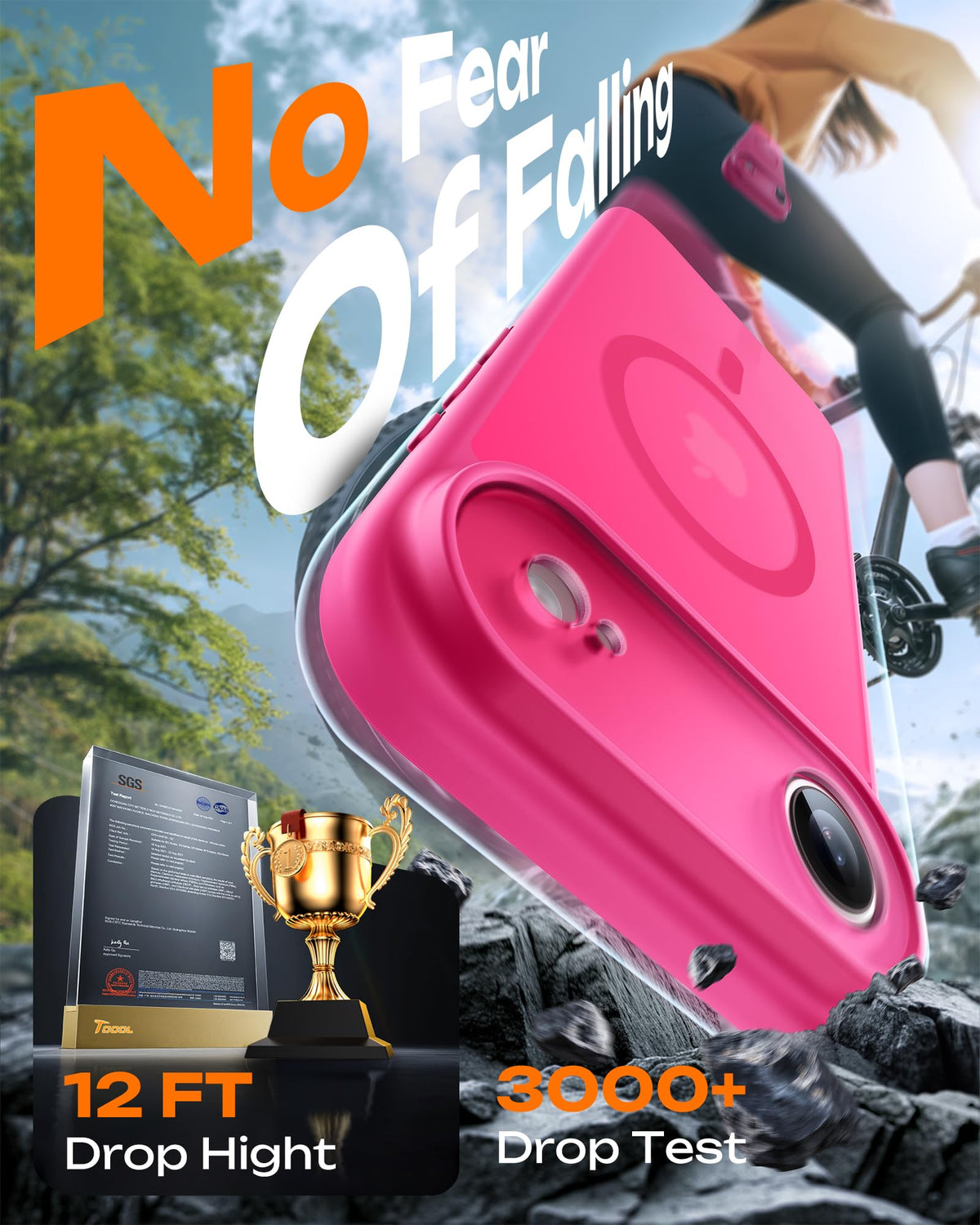 TOCOL for iPhone Air Case, Compatible with MagSafe, Hot Pink