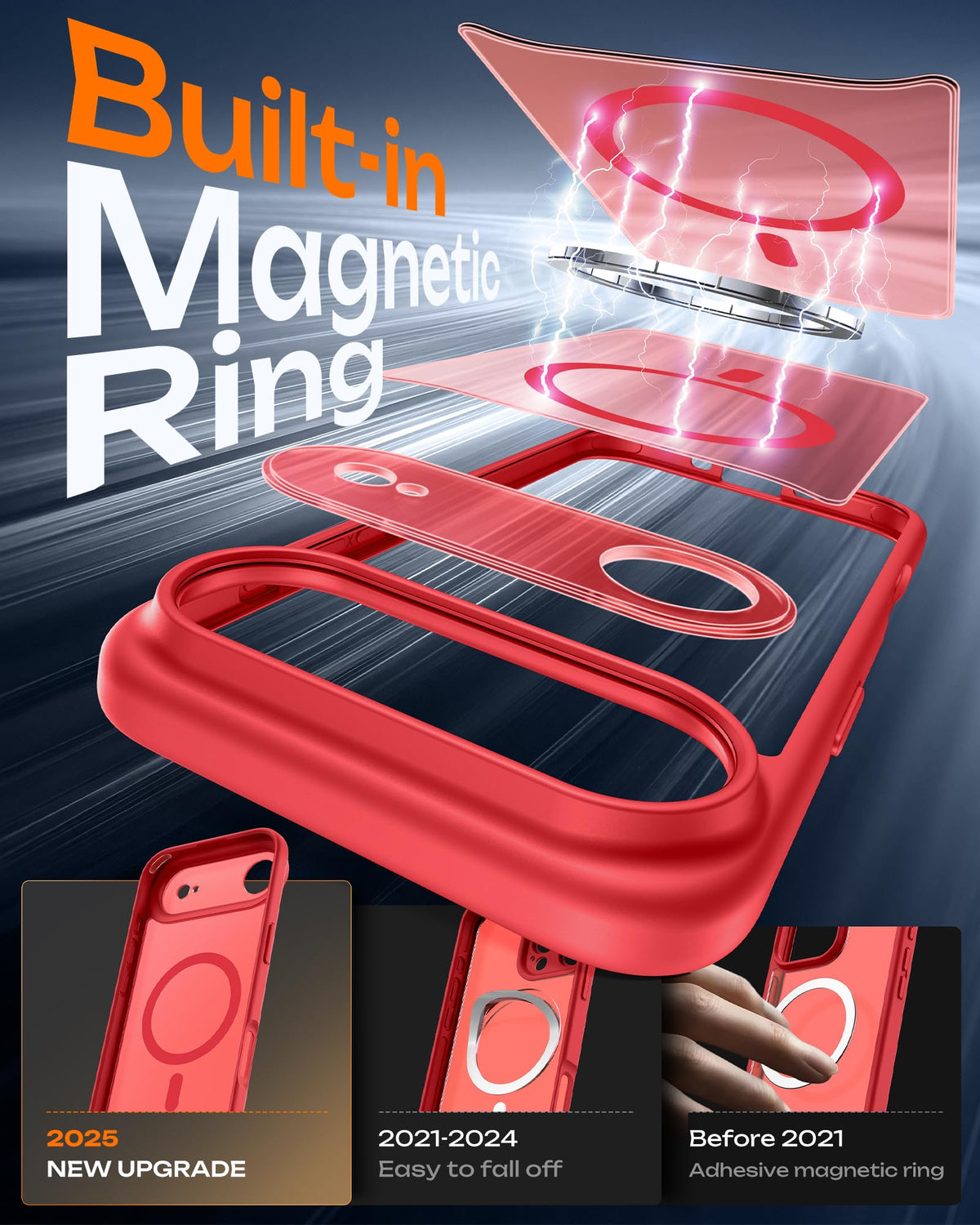 TOCOL for iPhone Air Case, Compatible with MagSafe, Red