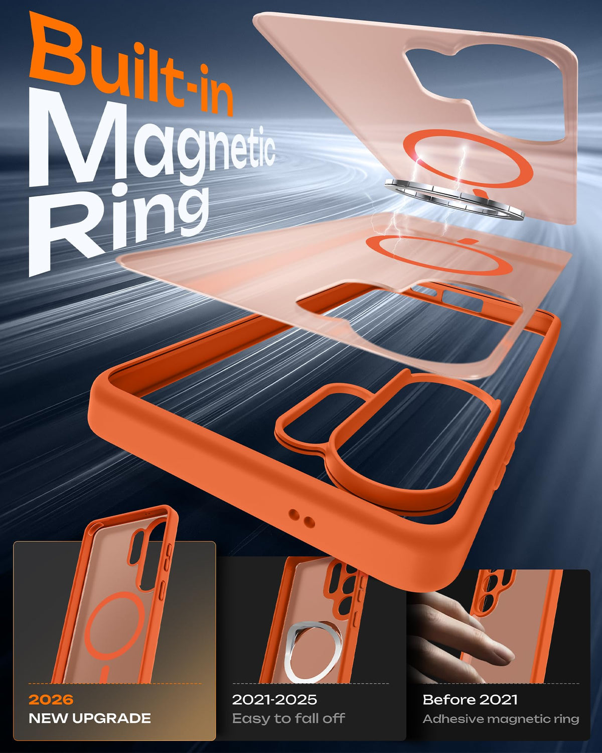 TOCOL for Samsung Galaxy S26 Ultra Case, Compatible with MagSafe, Orange