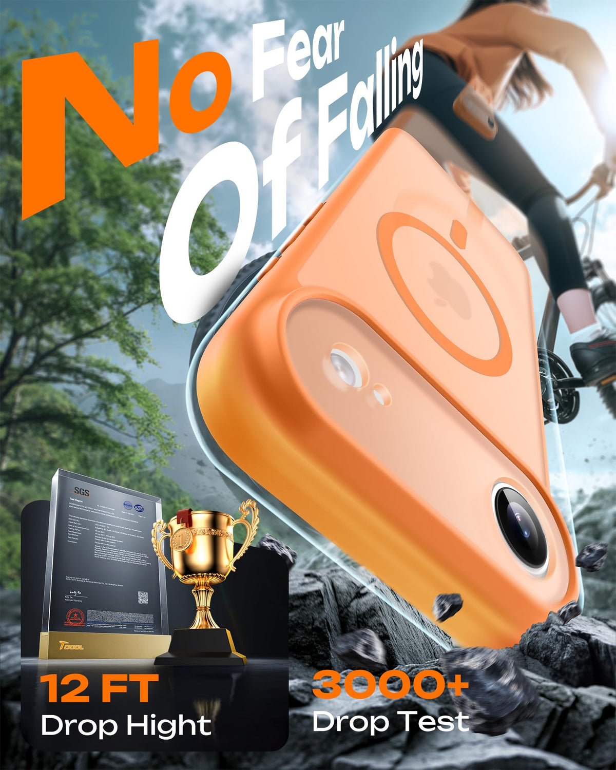 TOCOL for iPhone Air Case, Compatible with MagSafe, Orange