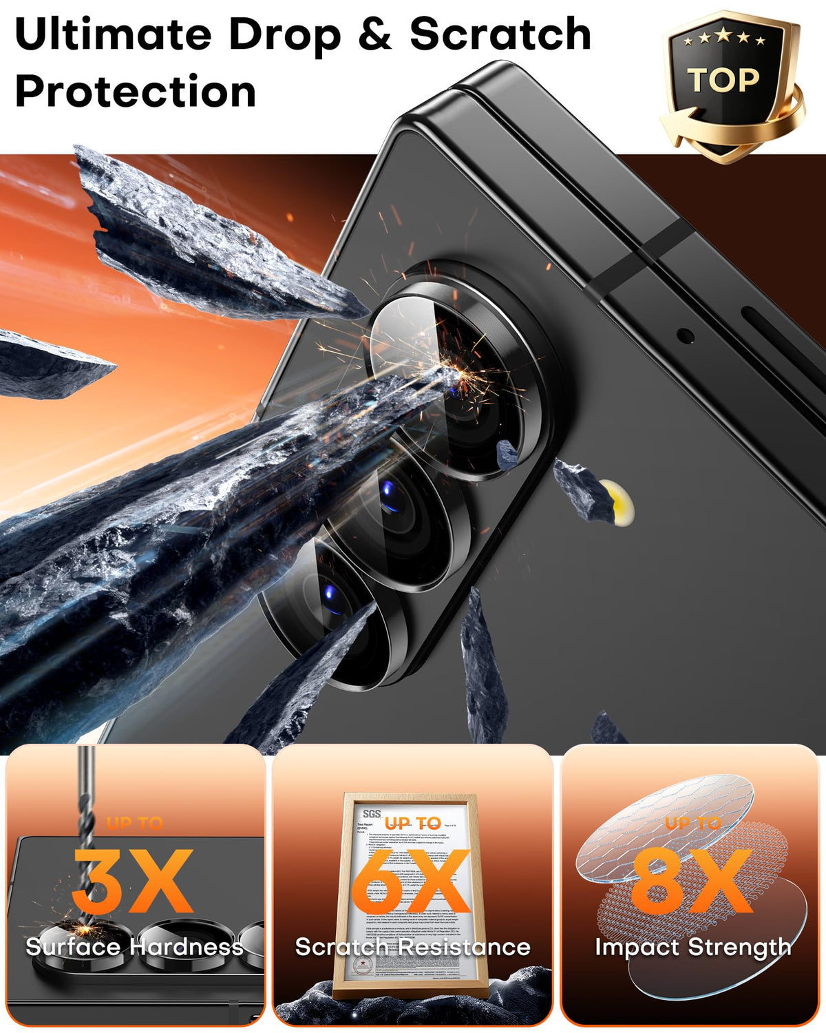 TOCOL 2 Pack for Samsung Galaxy Z Fold 8 Ultra Camera Lens Protector