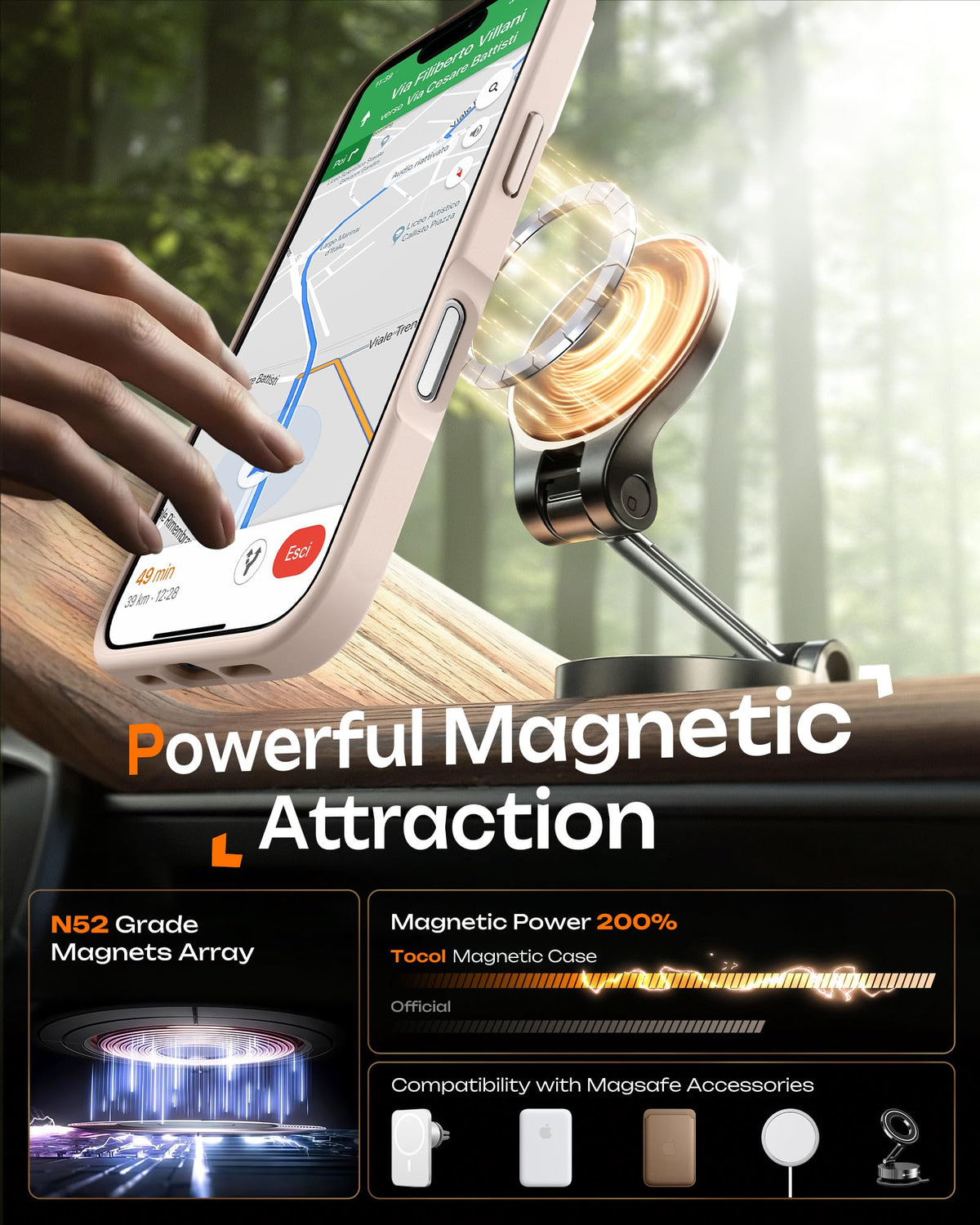 TOCOL Magnetic for iPhone 16 Case 6.1-Inch, Fit for MagSafe, Upgraded [Full Camera Protection], [14FT Military Grade Drop Tested] Shockproof Slim Translucent Matte Back Phone Cover (Desert)