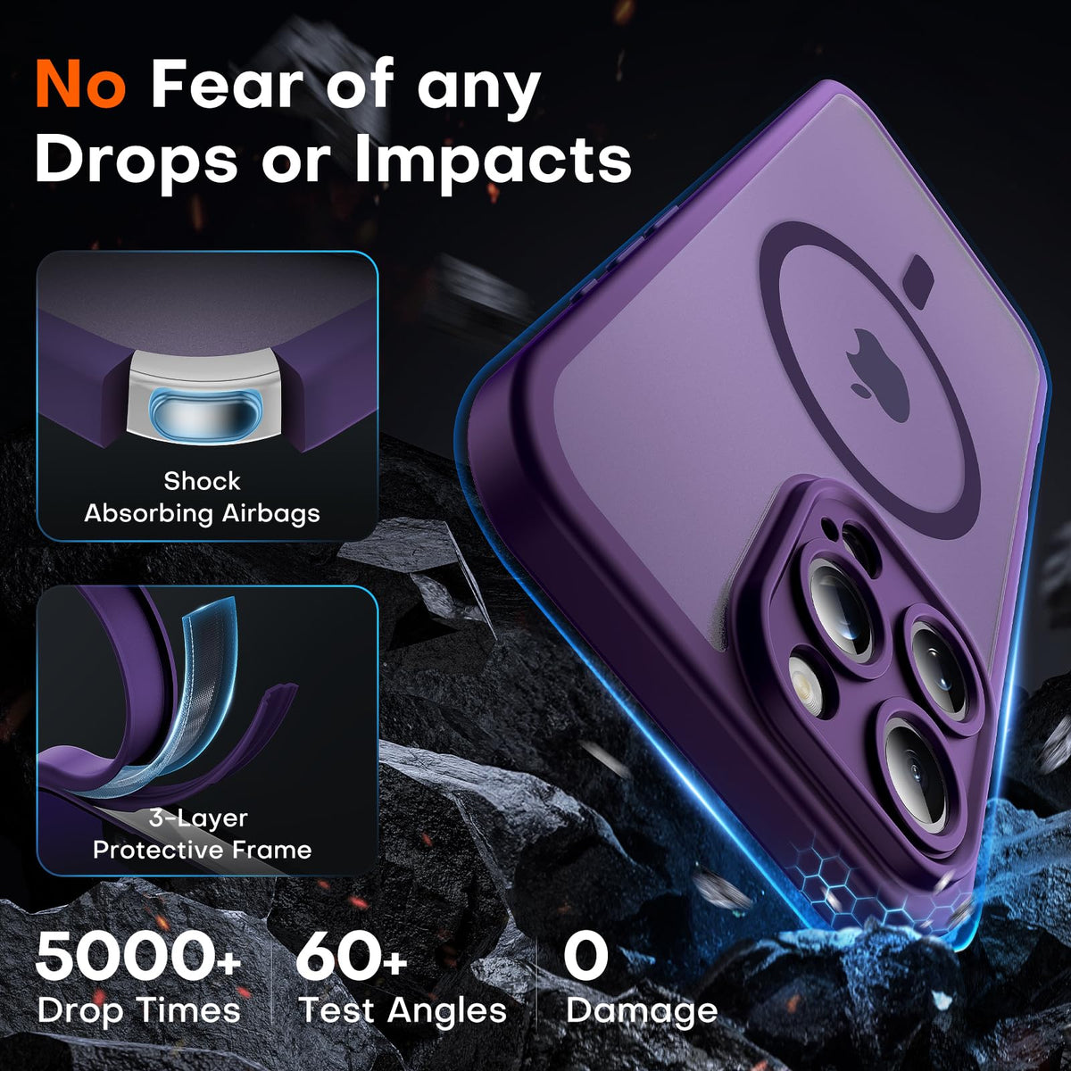TOCOL for iPhone 13 Pro Max Case, Compatible with MagSafe, Midnight Purple