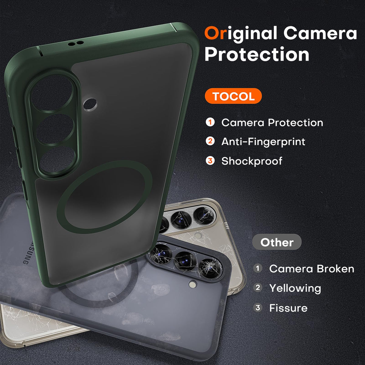 TOCOL for Samsung Galaxy S25 Case, Compatible with MagSafe, Alpine Green