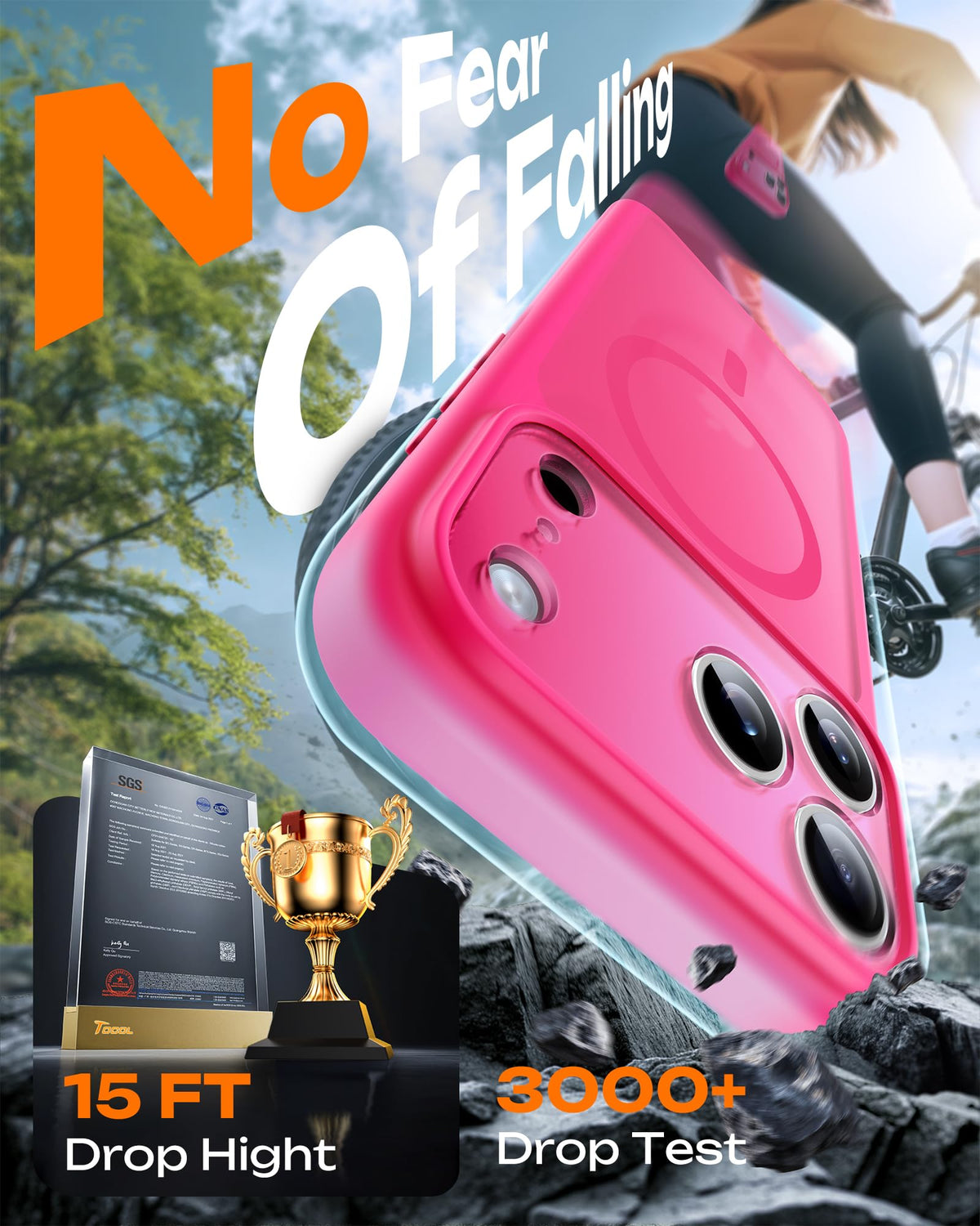 TOCOL for iPhone 17 Pro Case, Compatible with MagSafe, Hot Pink