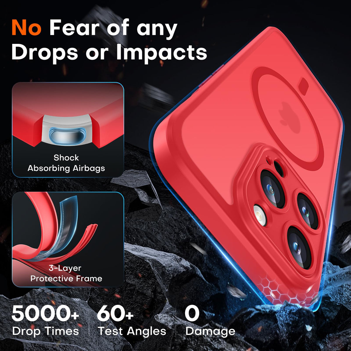 TOCOL for iPhone 14 Pro Case, Compatible with MagSafe, Red