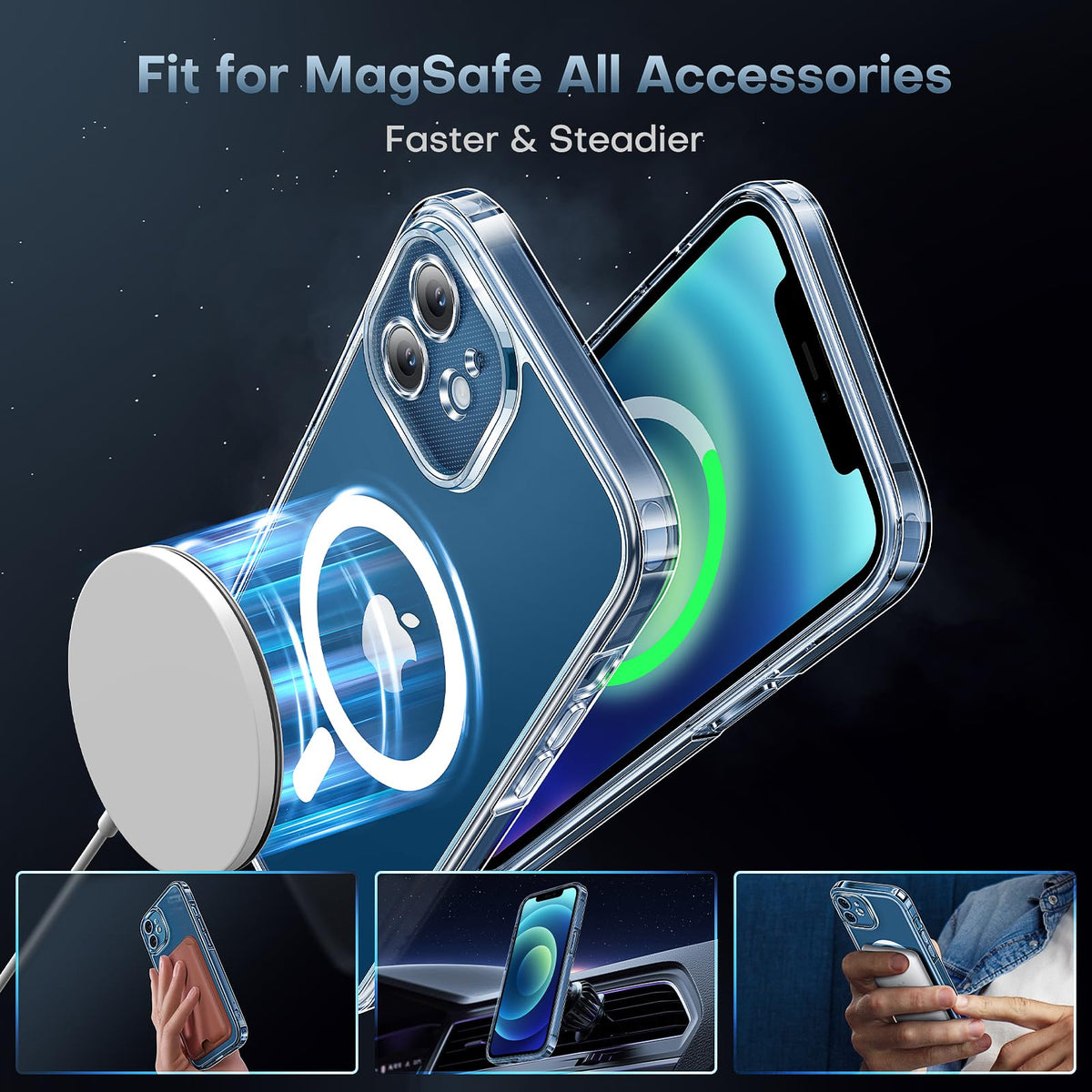 TOCOL Magnetic for iPhone 12 Case Clear, Upgraded Full Camera Protection, Compatible with Magsafe, Drop Protection, Phone Cover for iPhone 12 6.1 inch (Clear)