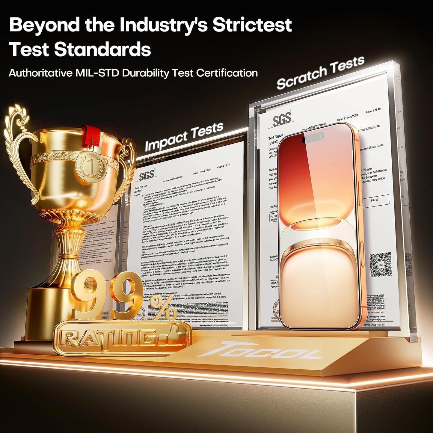 TOCOL Screen Protector for iPhone 17 Pro Max, iPhone 16 Pro Max 6.9-Inch, Instant Installation, Tempered Glass HD Clear, Full Coverage Protection, Military Grade Shatterproof, Case Friendly, 2 Pack