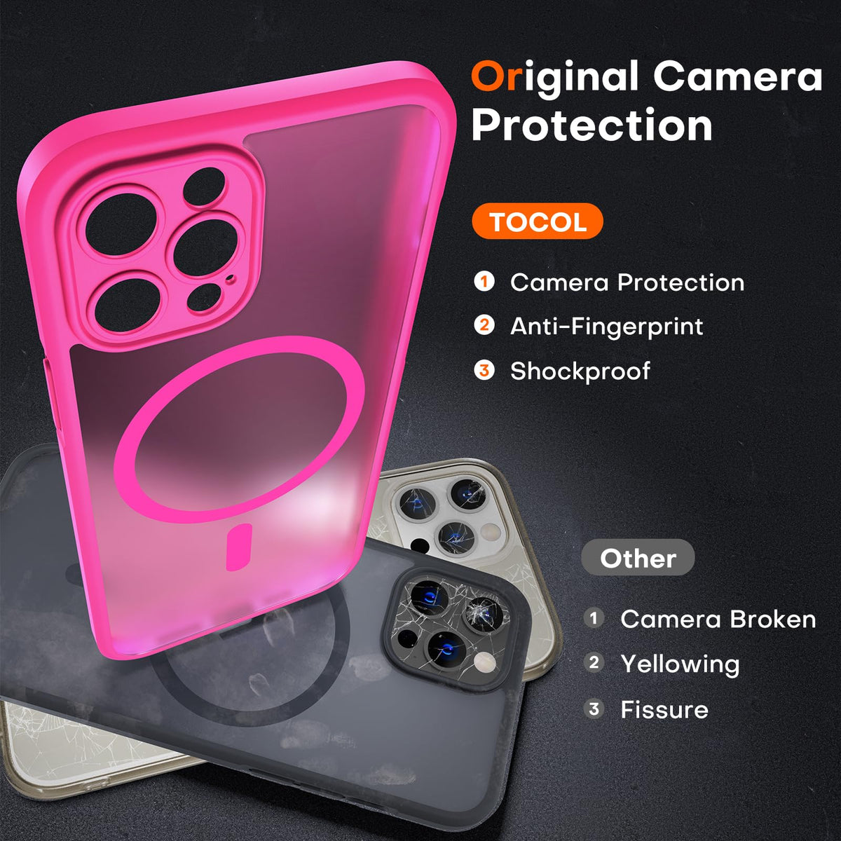 TOCOL for iPhone 12 Pro Max Case, Compatible with MagSafe, Hot Pink