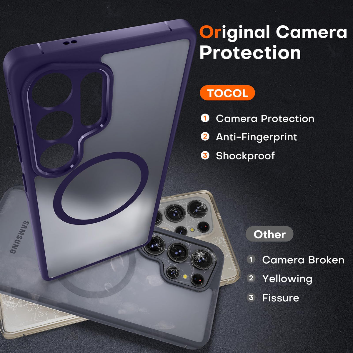 TOCOL for Samsung Galaxy S25 Ultra Case, Fit for MagSafe, Midnight Purple