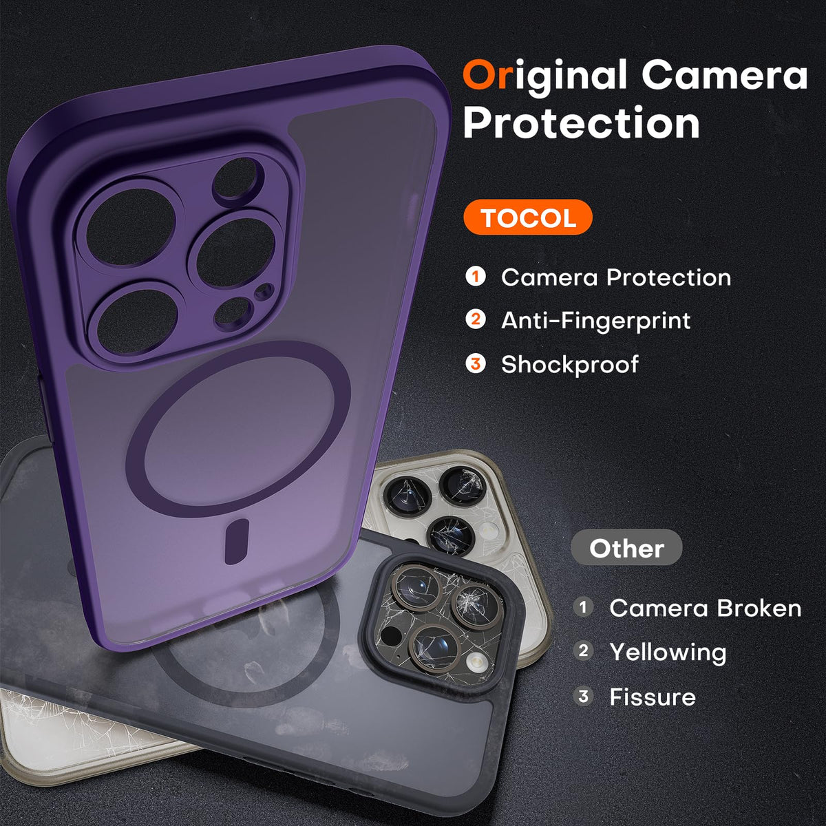 TOCOL for iPhone 13 Pro Max Case, Compatible with MagSafe, Midnight Purple