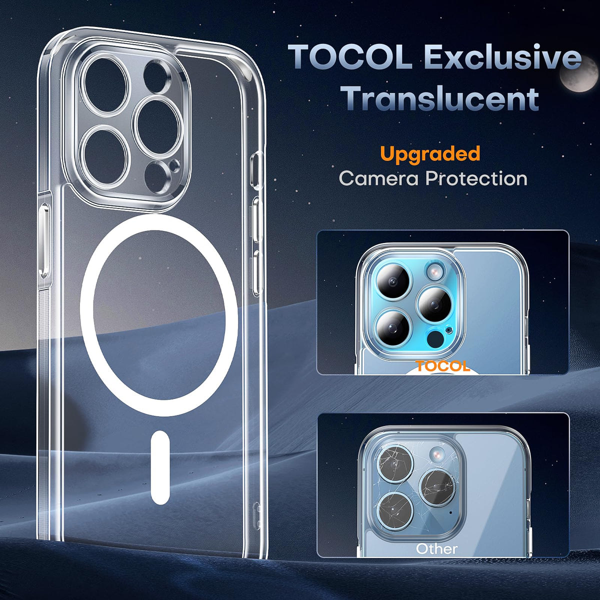 TOCOL Magnetic for iPhone 13 Pro Case Clear, Upgraded Full Camera Protection, Compatible with Magsafe, Drop Protection, Phone Cover for iPhone 13 Pro 6.1 inch (Clear)