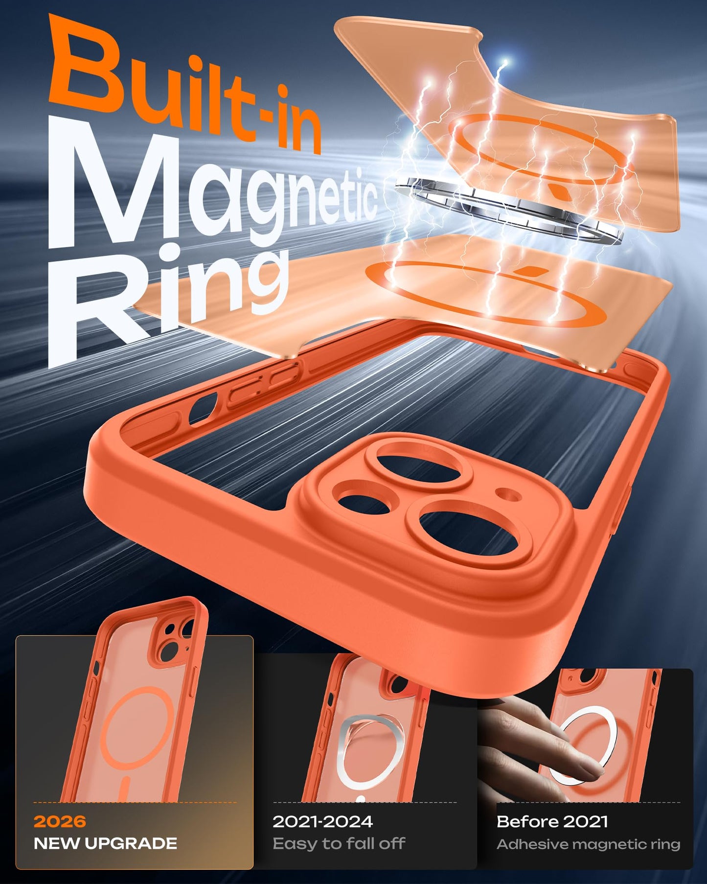 TOCOL for iPhone 13 Case, Compatible with MagSafe, Orange