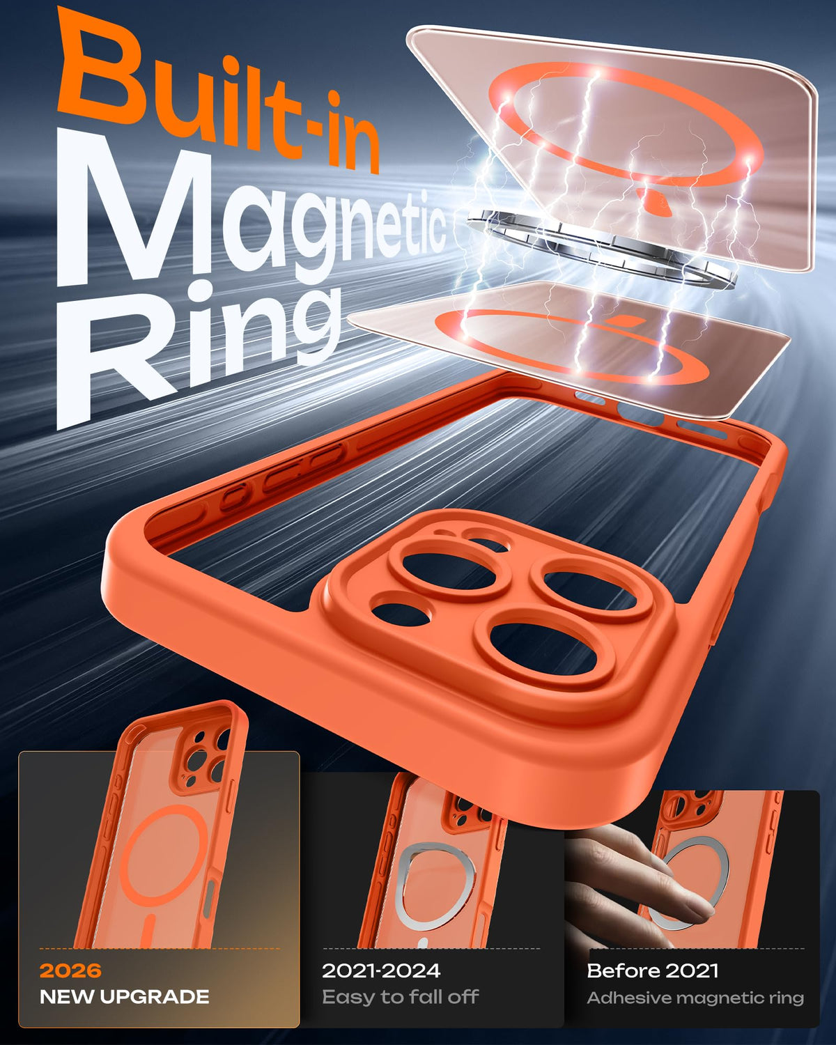 TOCOL for iPhone 16 Pro Case, Compatible with MagSafe, Orange