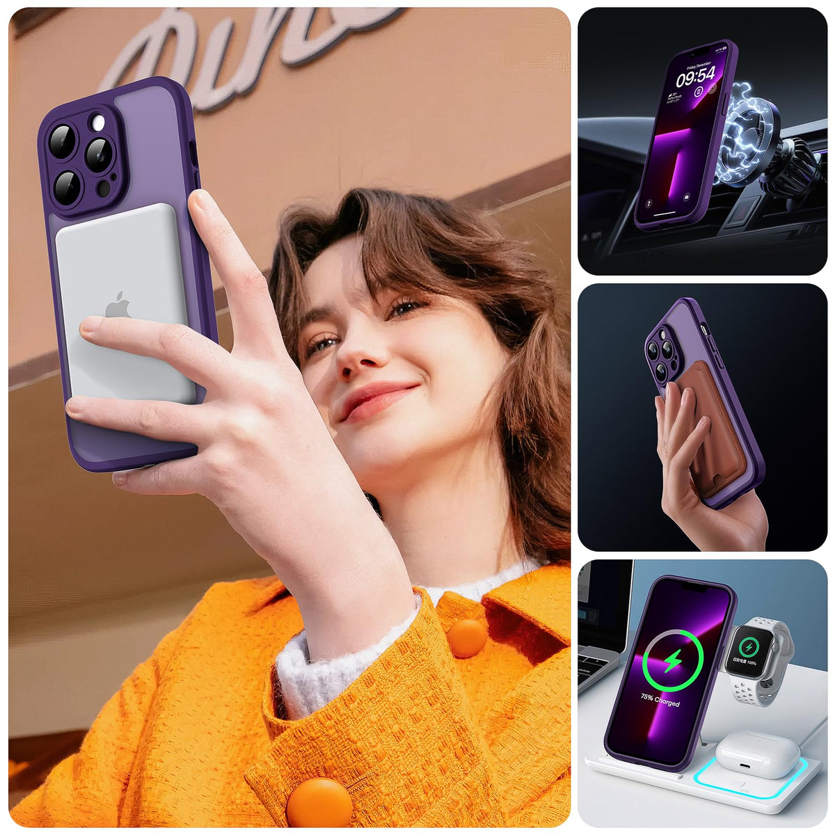 TOCOL for iPhone 13 Pro Max Case, Compatible with MagSafe, Midnight Purple