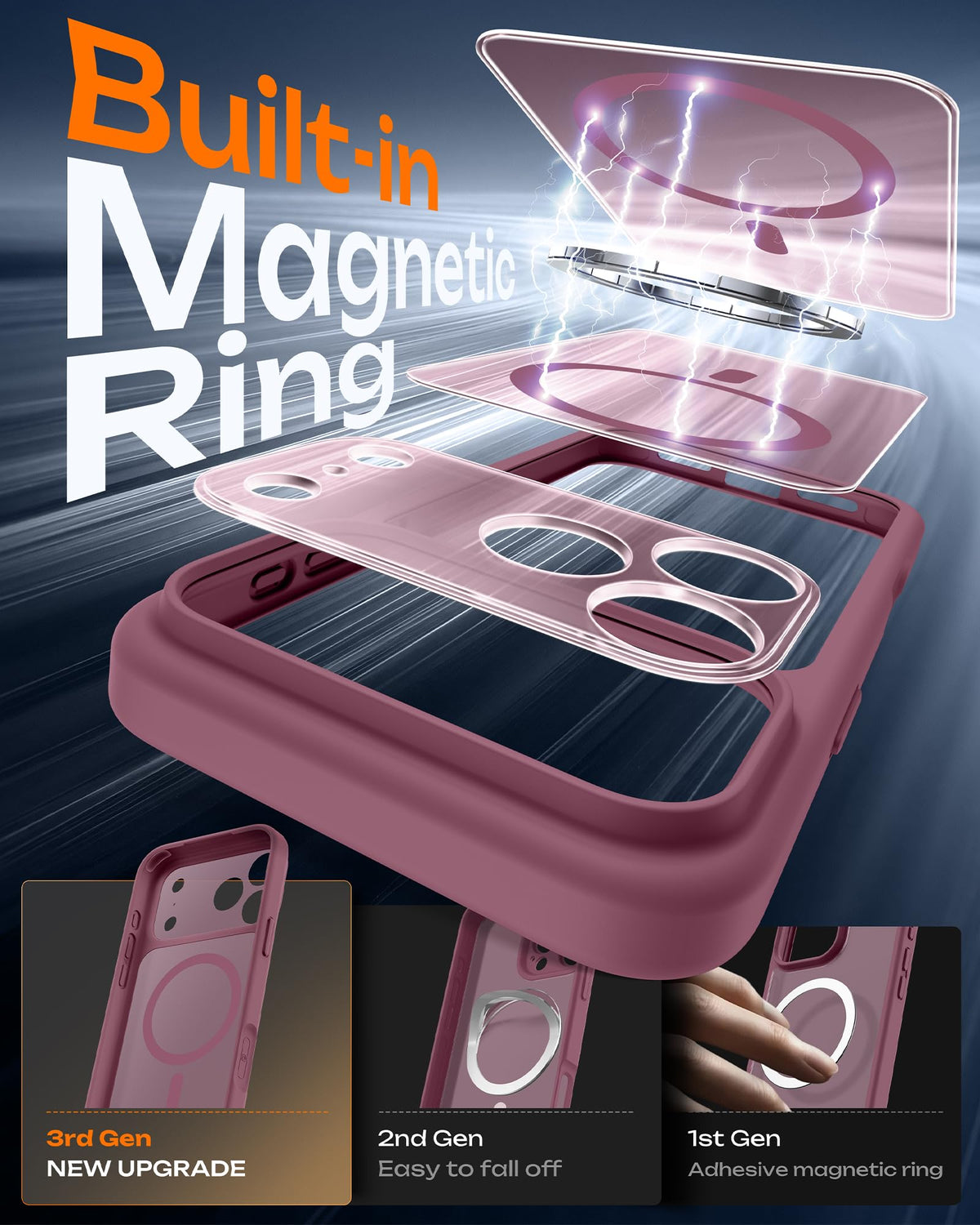 TOCOL for iPhone 18 Pro Max Case, Compatible with MagSafe, Plum