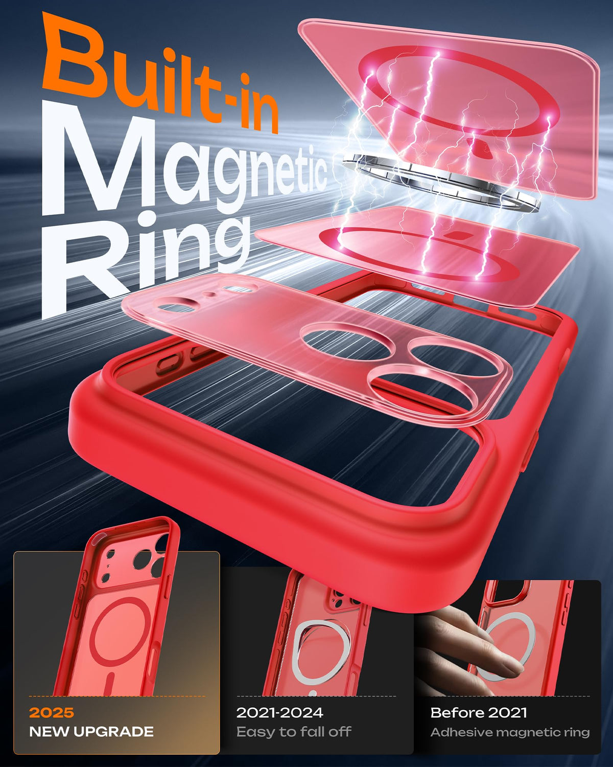 TOCOL for iPhone 17 Pro Max Case, Compatible with MagSafe, Red