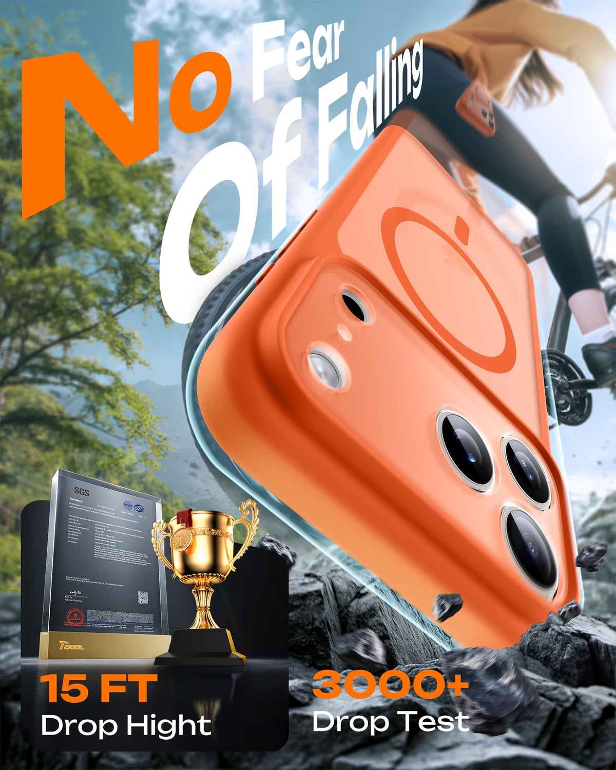 TOCOL for iPhone 18 Pro Case, Compatible with MagSafe, Orange