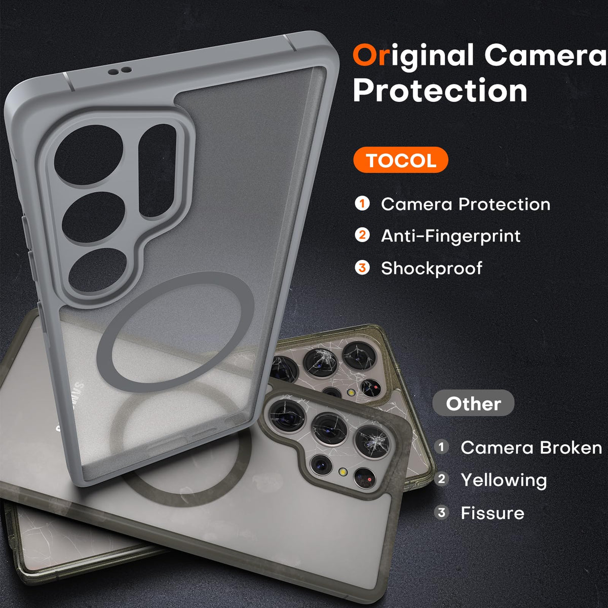 TOCOL for Samsung Galaxy S25 Ultra Case, Compatible with MagSafe, Gray