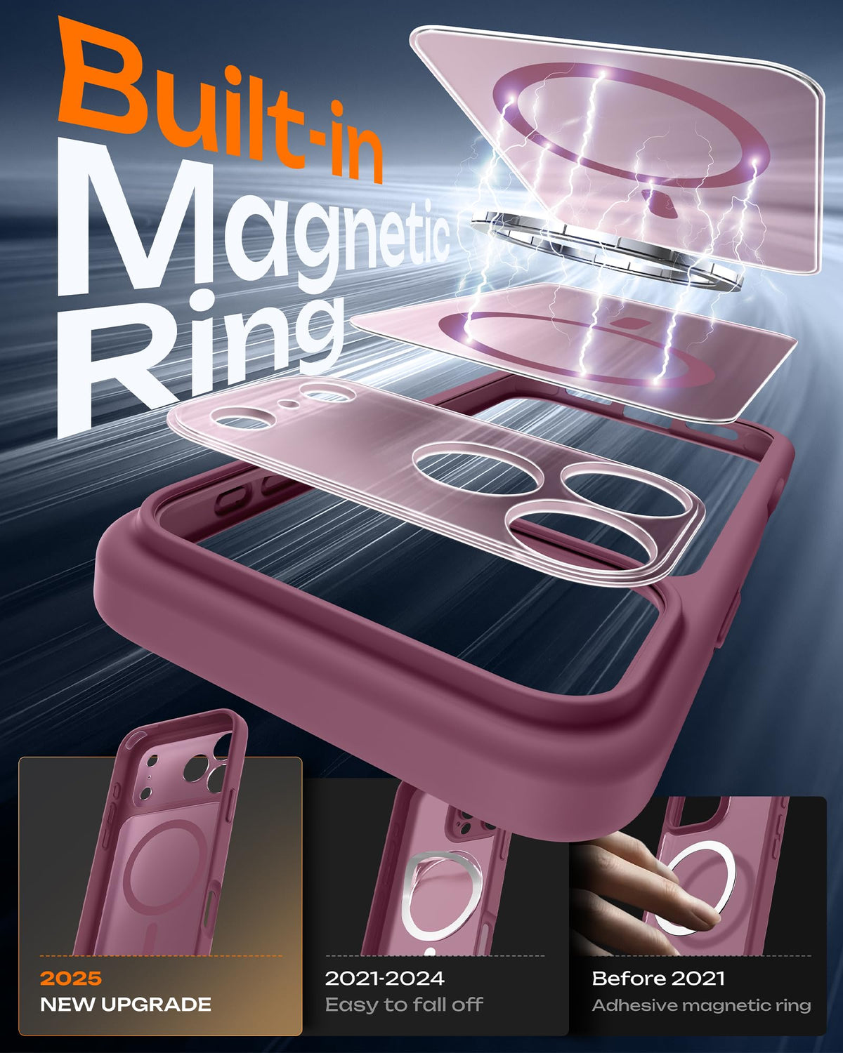 TOCOL for iPhone 17 Pro Max Case, Compatible with MagSafe, Plum