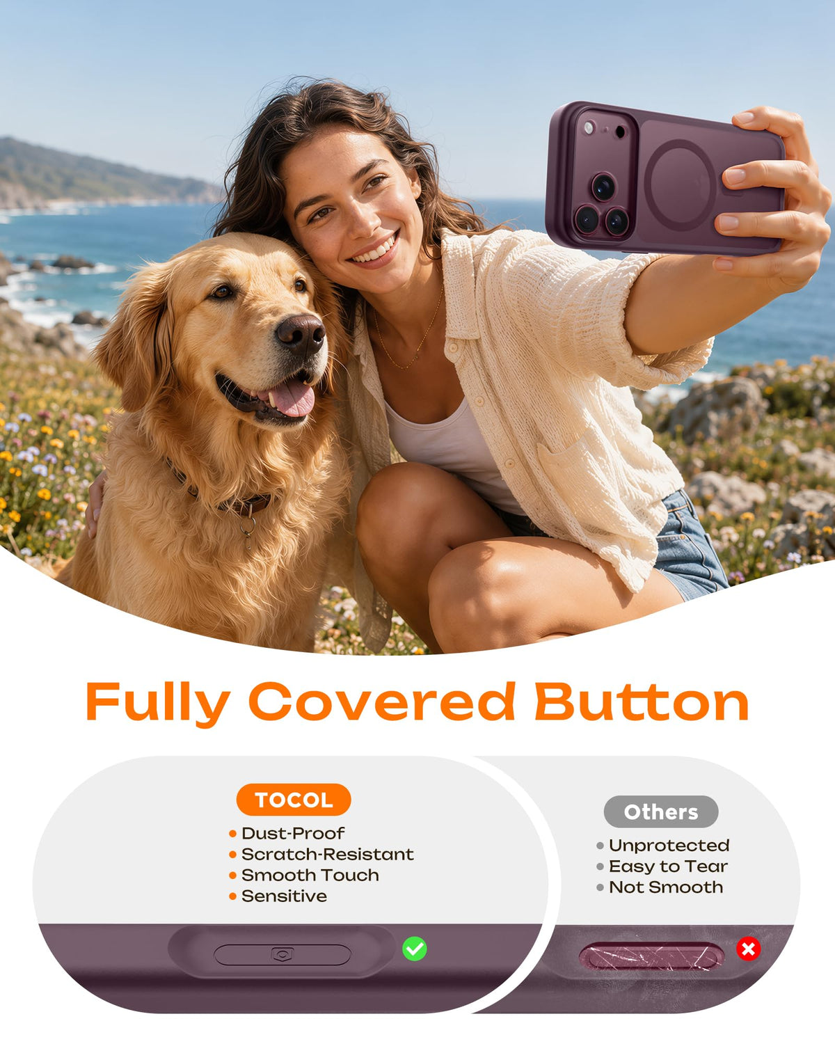 TOCOL for iPhone 18 Pro Max Case Burgundy, Compatible with MagSafe