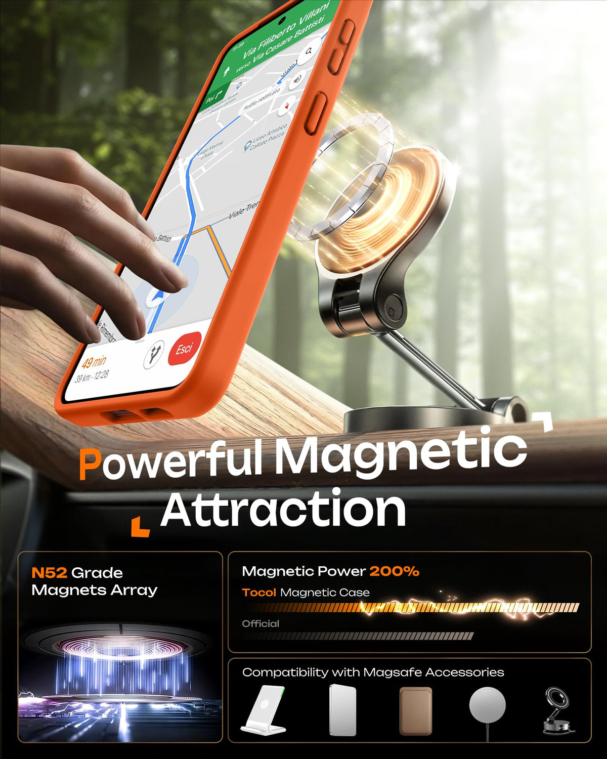 TOCOL for Samsung Galaxy S26 Case, Compatible with MagSafe, Orange
