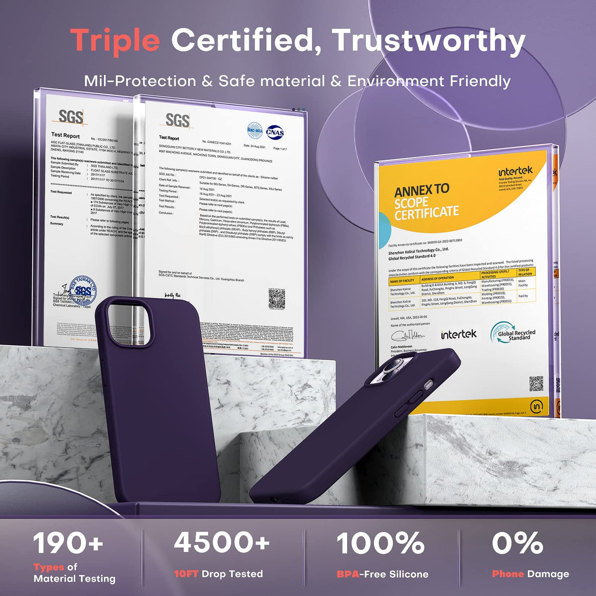 TOCOL for iPhone 14 Case, Slim Silicone Case for 14 6.1 Inch, Precise Fit, Anti-Slip, Drop Protection, Midnight Purple