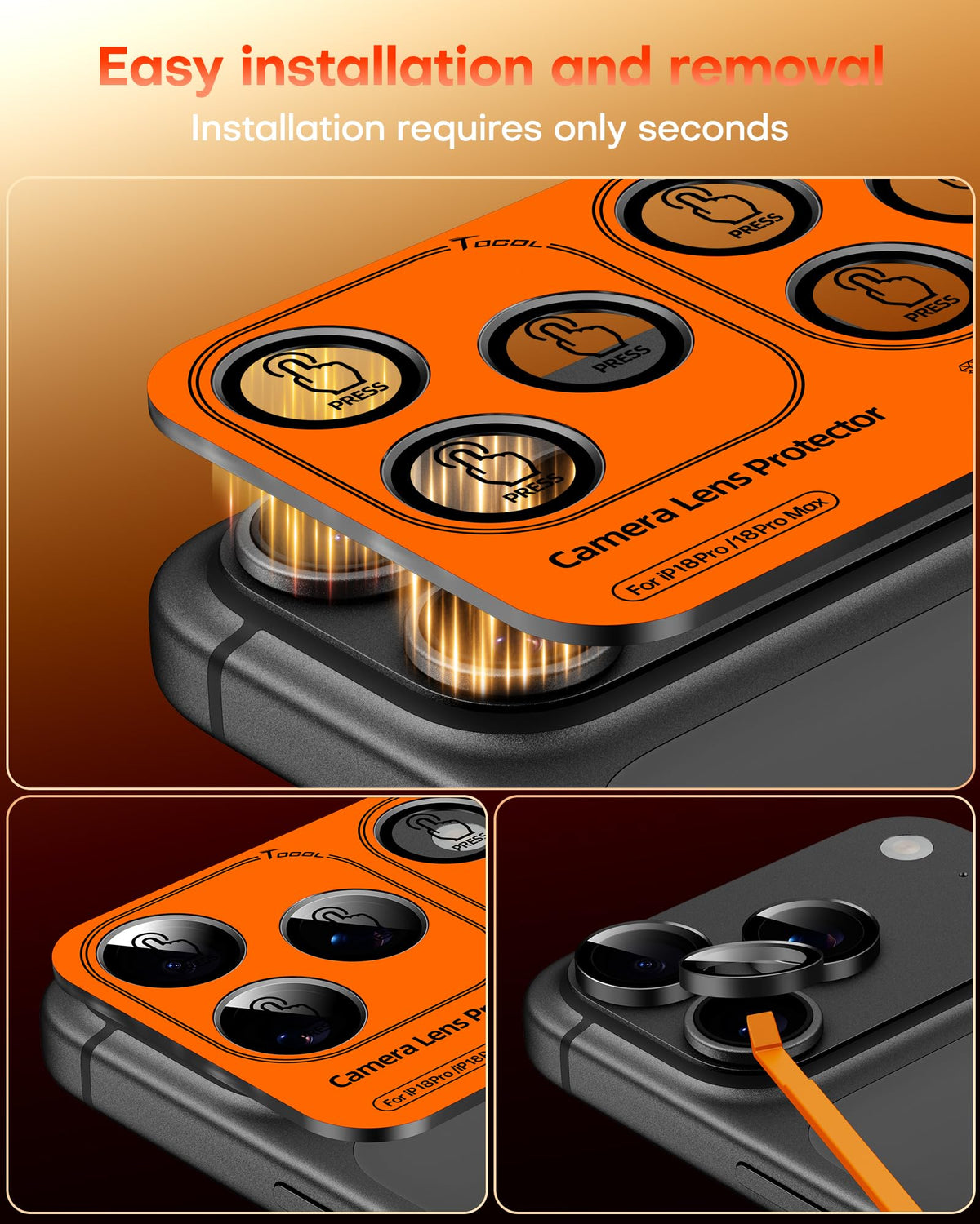 TOCOL 2 Pack for iPhone 18 Pro Max / 18 Pro Camera Lens Protector