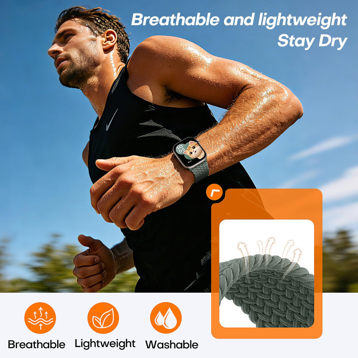 TOCOL Compatible with Apple Watch Bands for Women Men Braided Stretchy Band