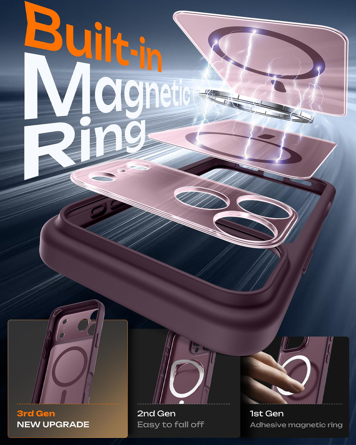 TOCOL for iPhone 18 Pro Case Burgundy, Compatible with MagSafe